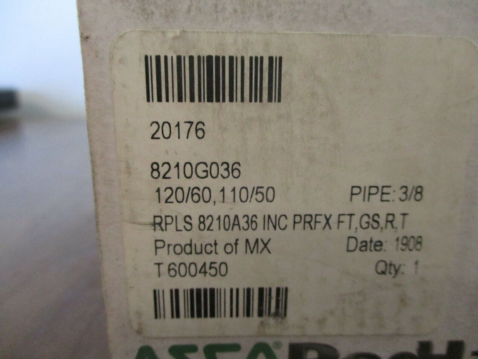 Asco Red Hat Solenoid Valve 8210G036 110/120V 50/60Hz New Surplus