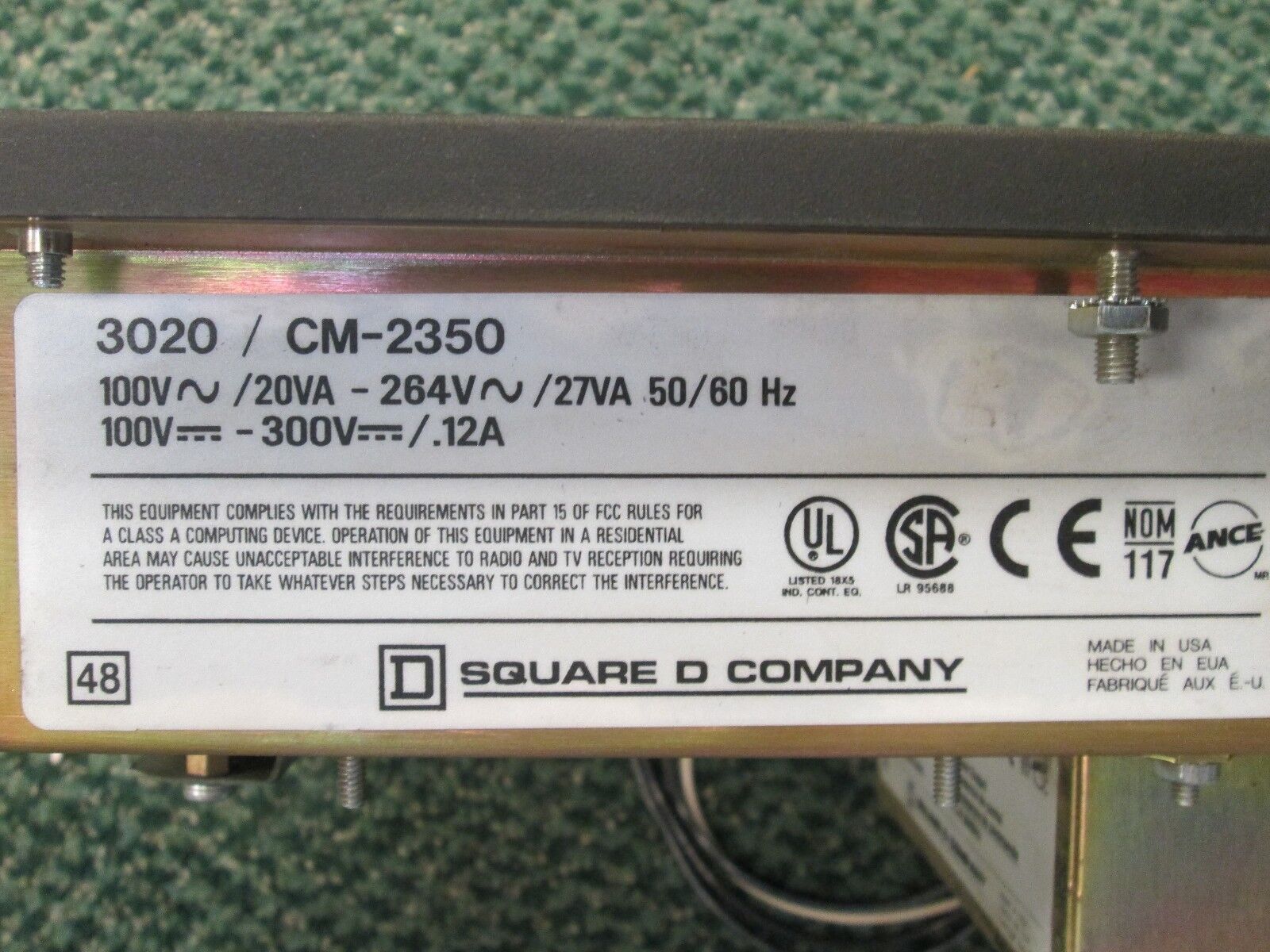 Square D Power Logic Circuit Monitor 3020 CM2350, With 3090 VPM-277-C1 Used