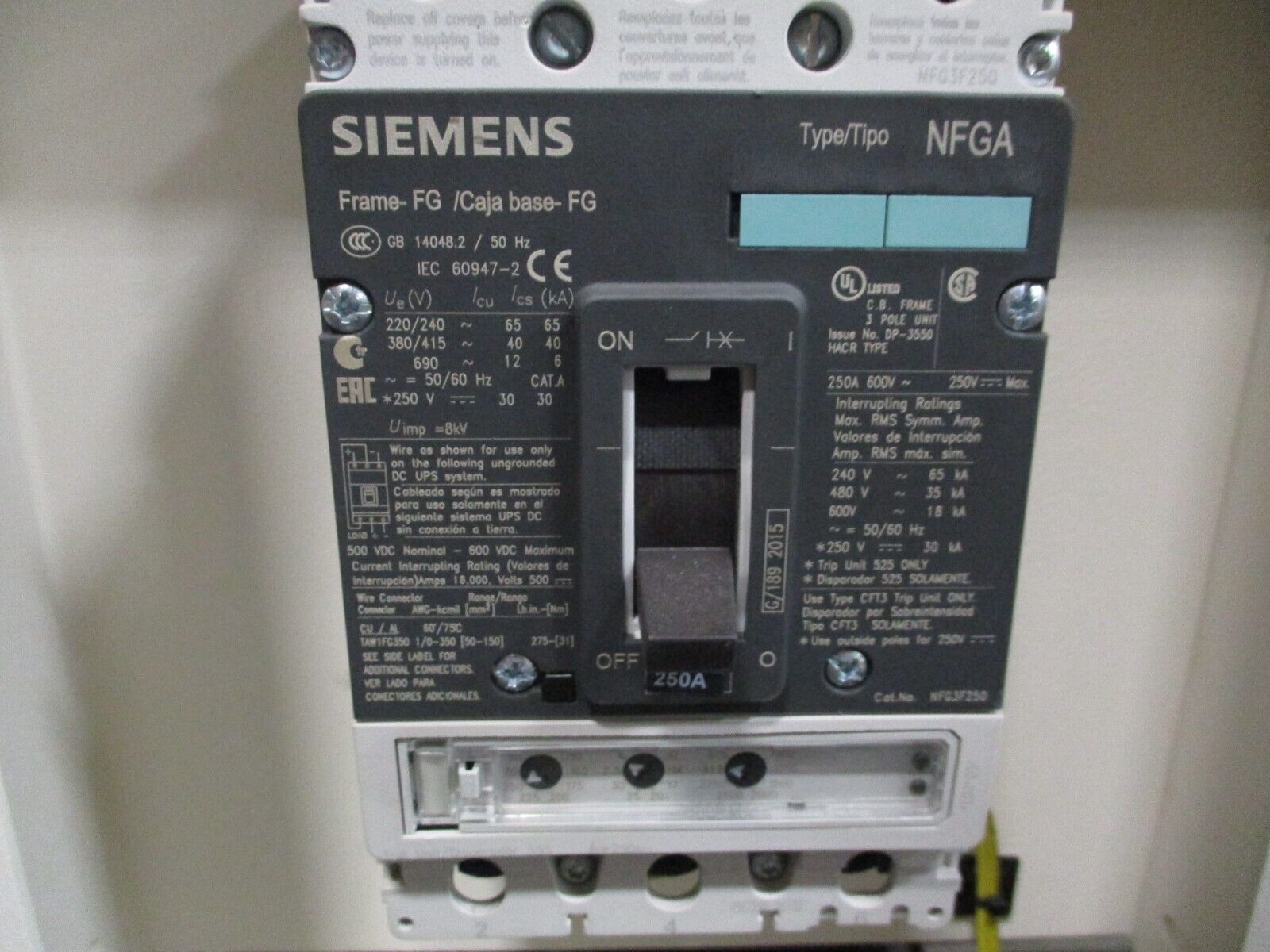 Spang Transformer w/ Breaker Disconnect L19141 20kVA 1Ph Pri: 480V Sec: 130/220V