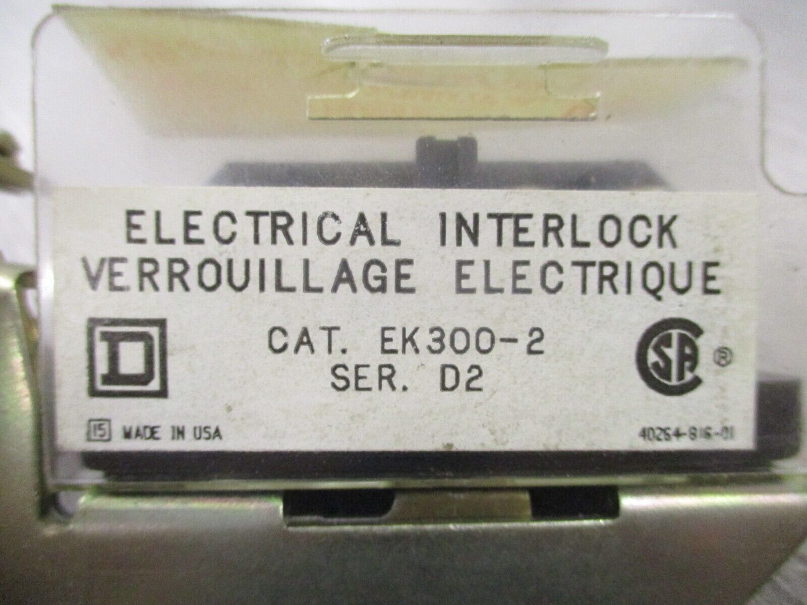 Square D Electrical Interlock EK300-2 Ser. D2 *Lot Of 2* Used