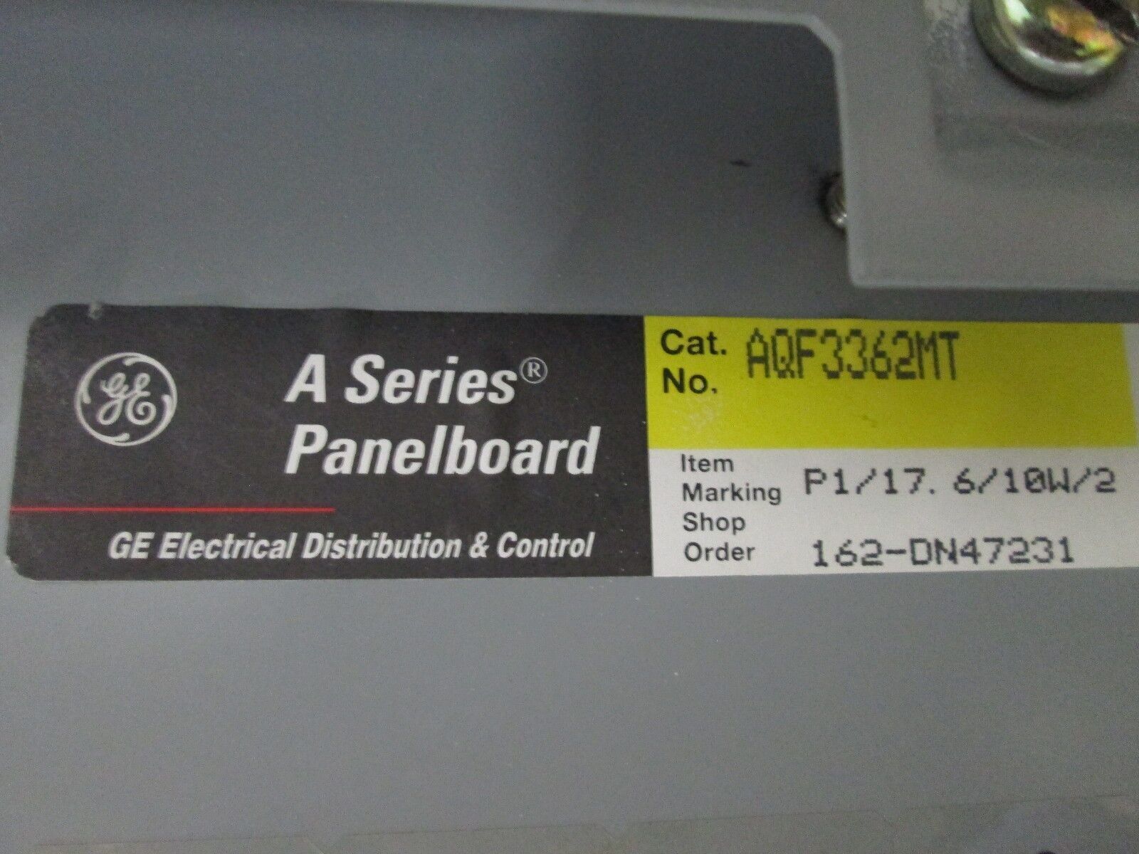 GE Circuit Breaker Panel AQF3362MT 225A 208Y/120V 3Ph 4W Used