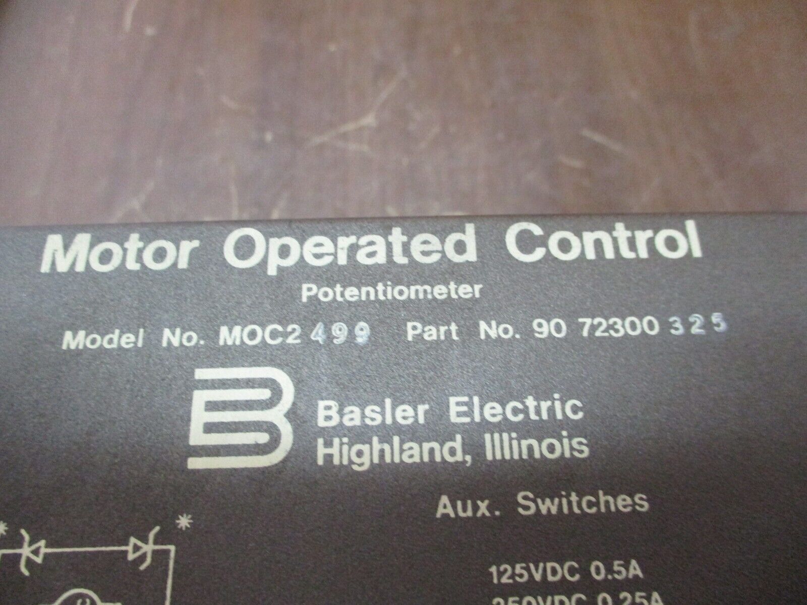 Basler Electric MOC2499 Motor Operated Control / Potentiometer 90 72300325 Used