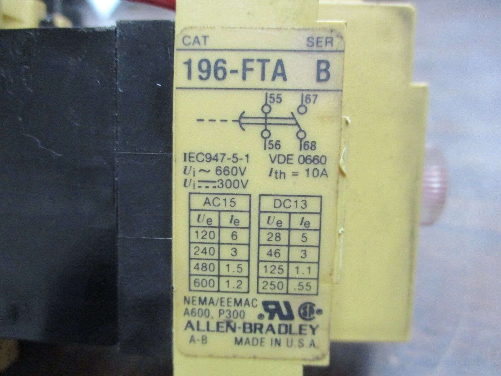 Allen-Bradley Timing Relay 196-FTA 120V Coil Delay: 0.1-180 sec Used