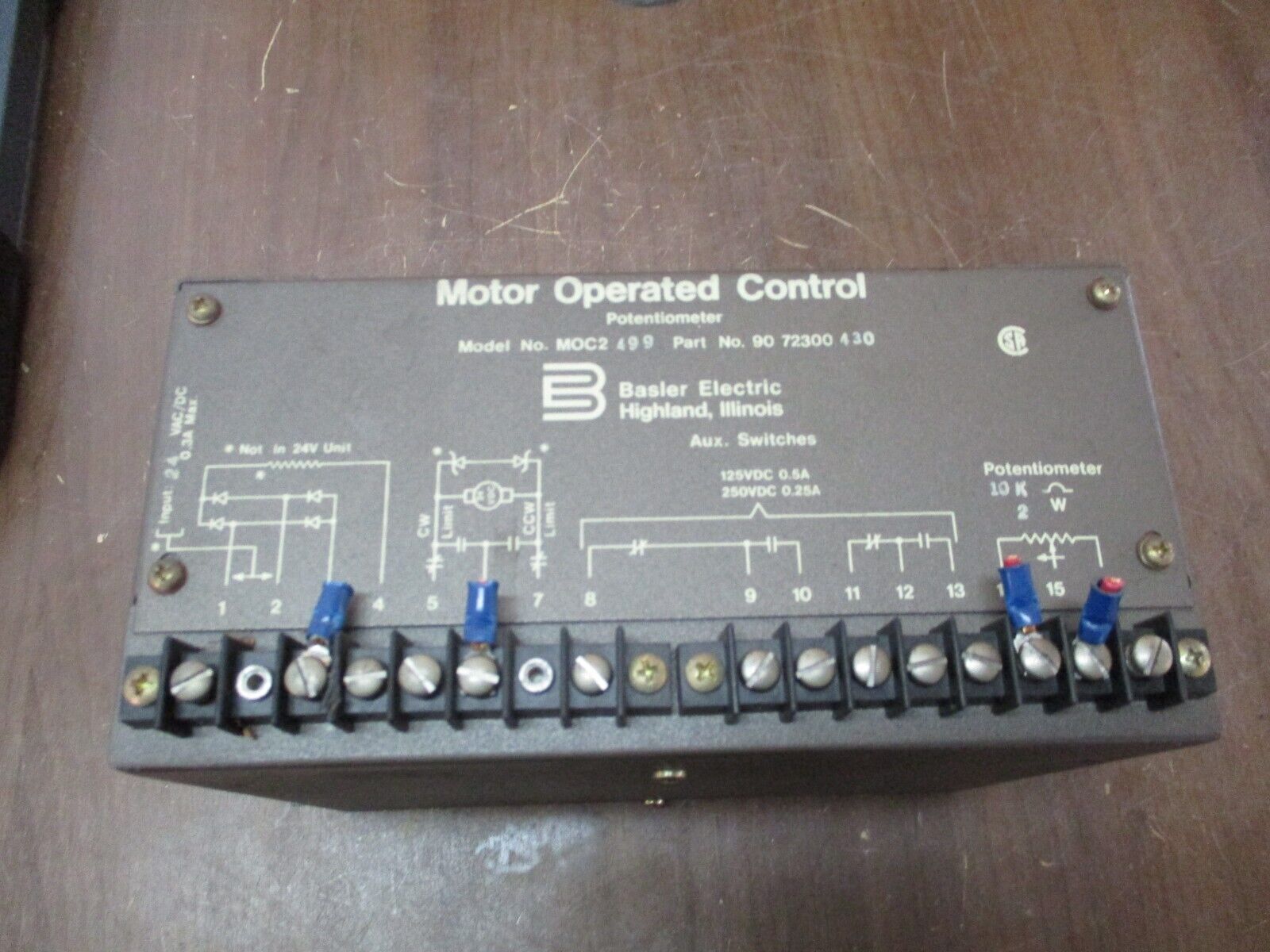 Basler Electric MOC2499 Motor Operated Control / Potentiometer 90 72300430 Used