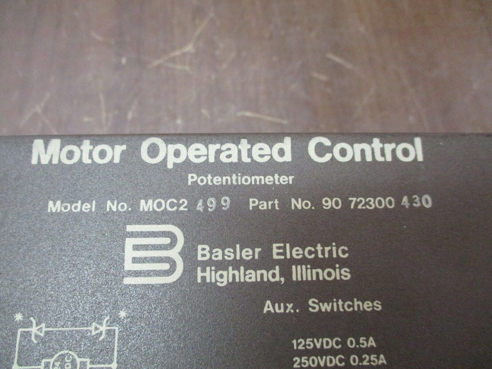 Basler Electric MOC2499 Motor Operated Control / Potentiometer 90 72300430 Used