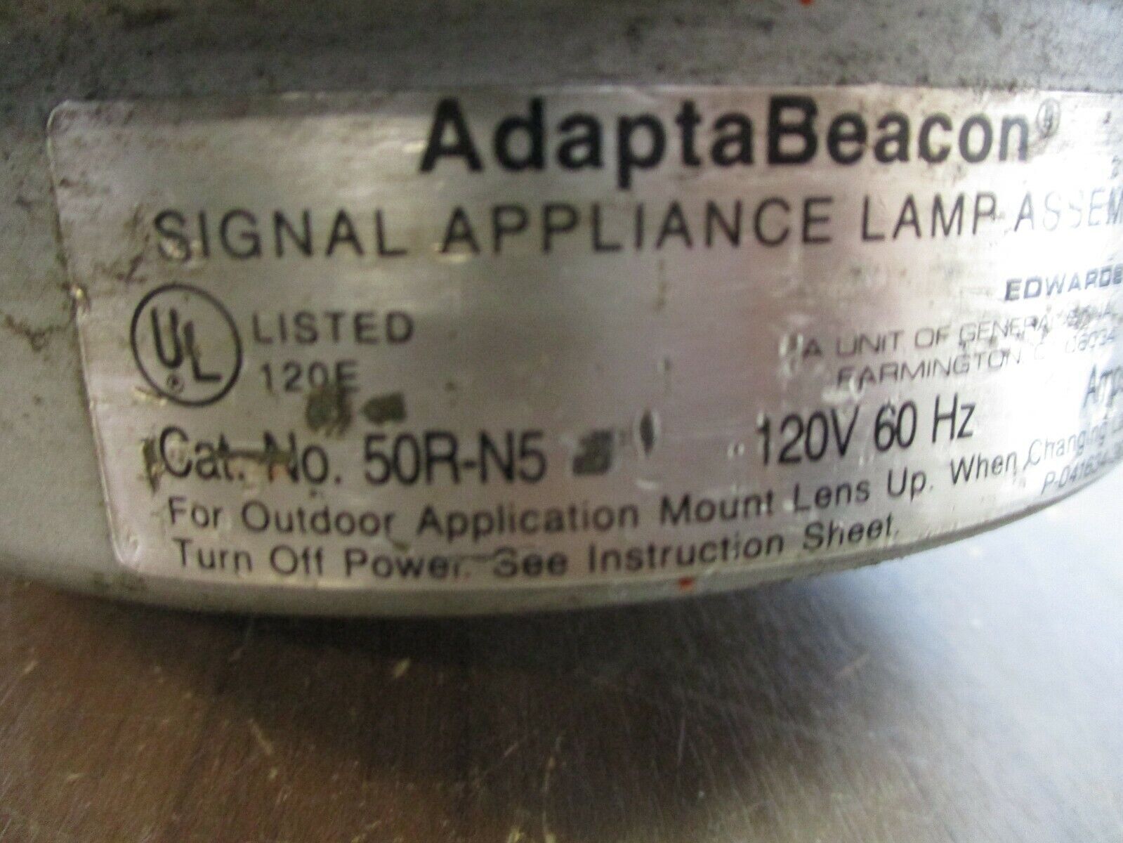 Edwards Adaptabeacon Lamp Assembly 50R-N5 120V 60Hz 0.22A Red Used