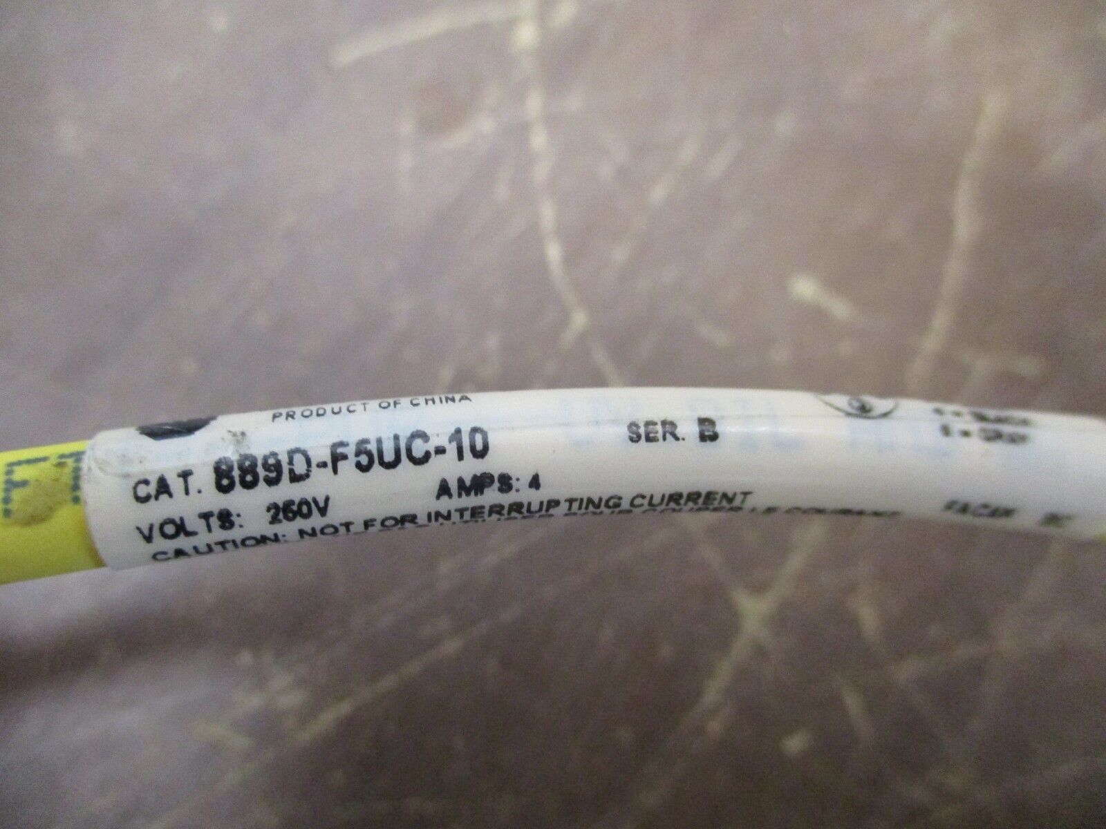 Allen-Bradley Cordset 889D-F5UC-10 Ser. B 250V 4A Used