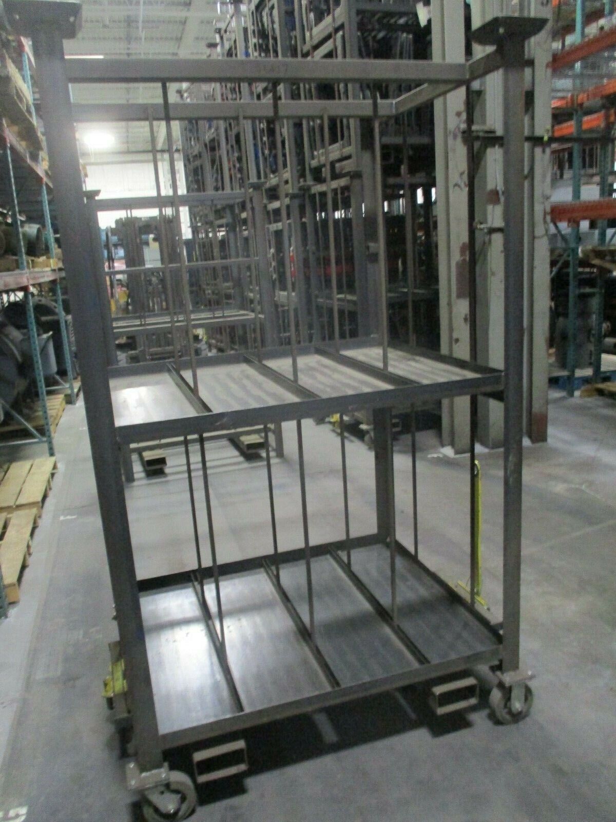 Misc. Brand Metal Storage Cart Box: 39x48x74" Shelf: 39x11x34" Used