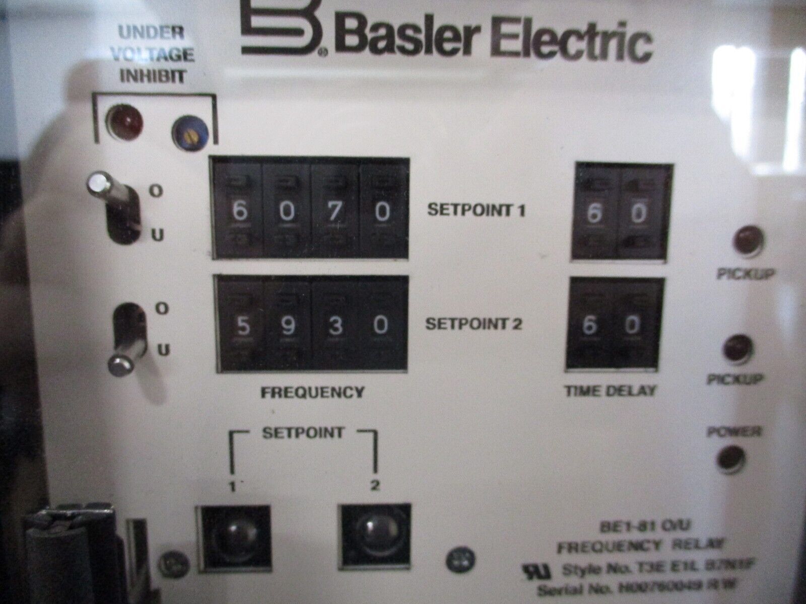 Basler Electric BE1-81 O/U Frequency Relay T3E E1L B7N1F Used