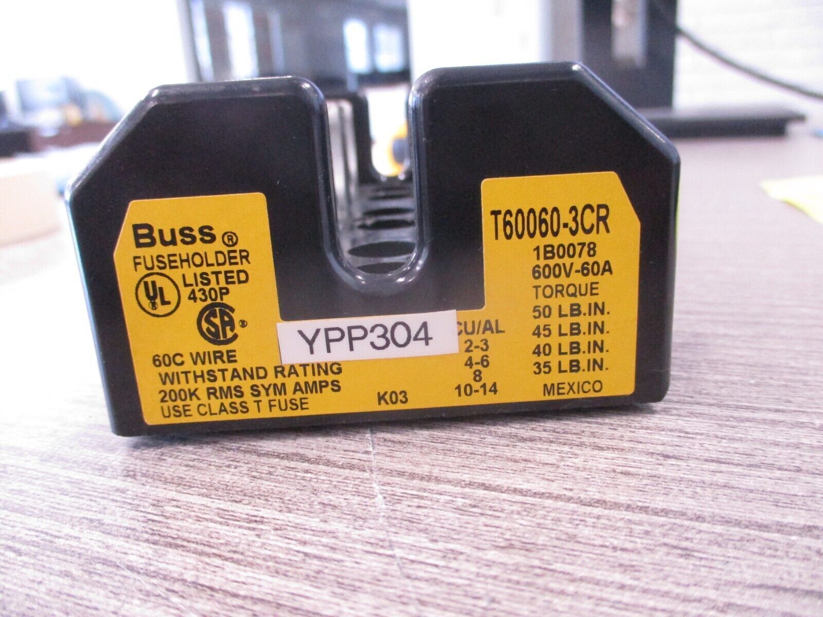Buss Fuseholder T60060-3CR 60A 600V 3P Used