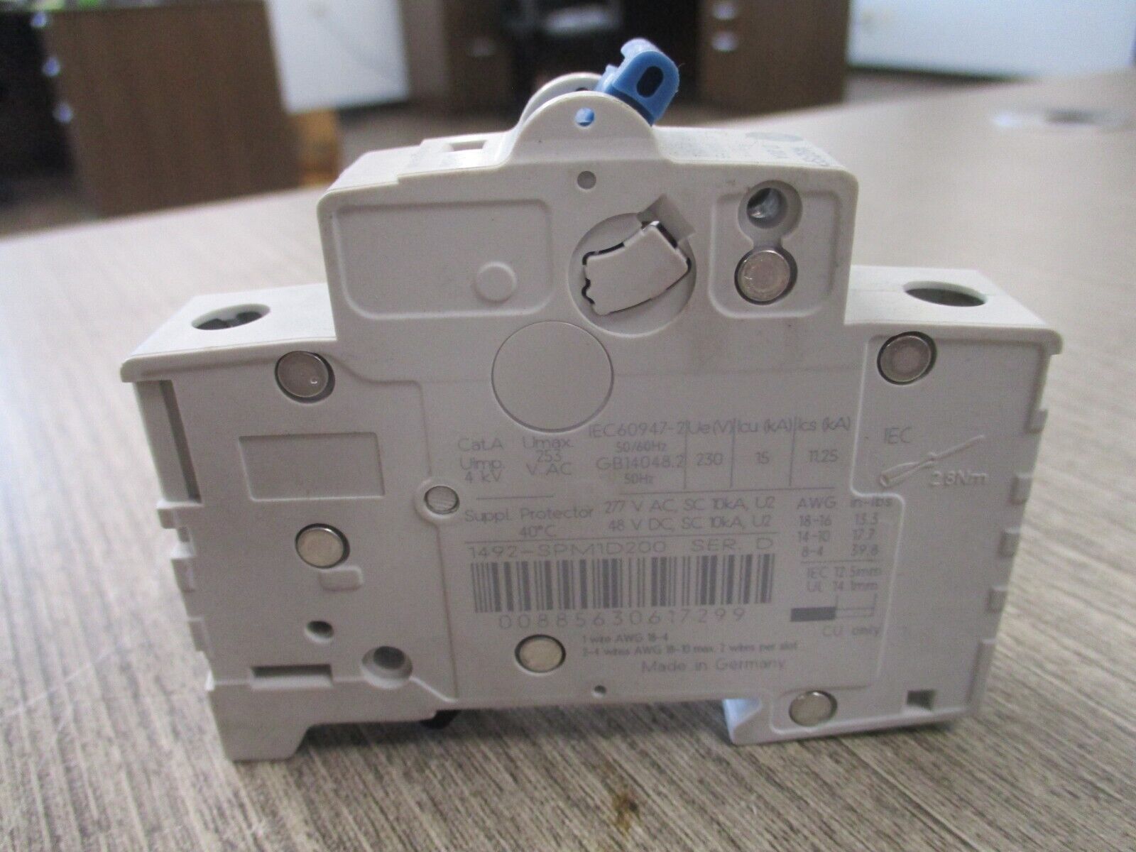 Allen-Bradley Circuit Breaker 1492-SPM1D200 Ser. D 20A 277V 1P Used