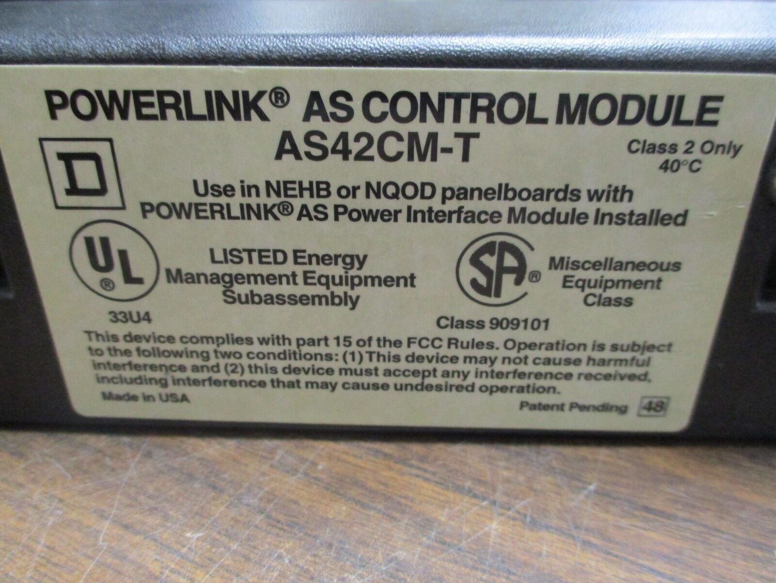 Square D Powerlink AS Control Module AS42CM-T Use in NEHB or NQOD Panelboards