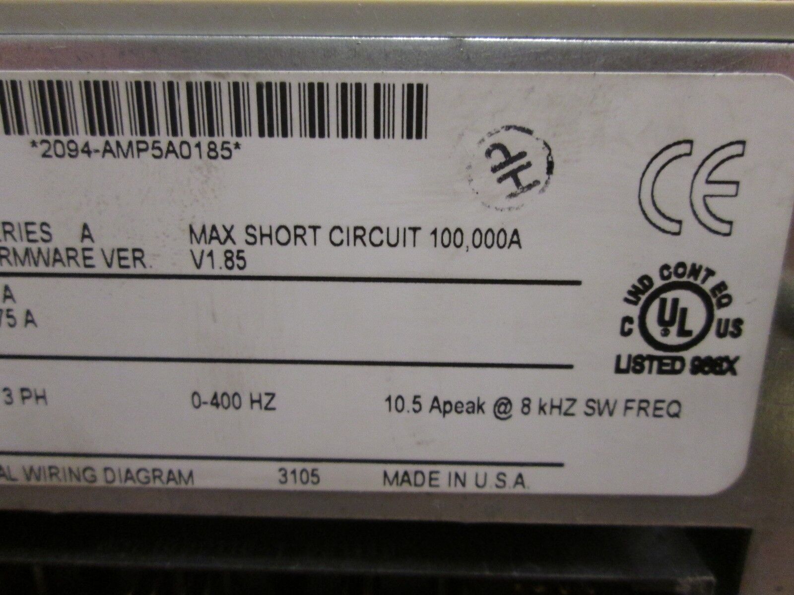 Allen-Bradley Kinetix 6000 Servo Drive 2094-AMP5 200/230V System 5A Motor Used