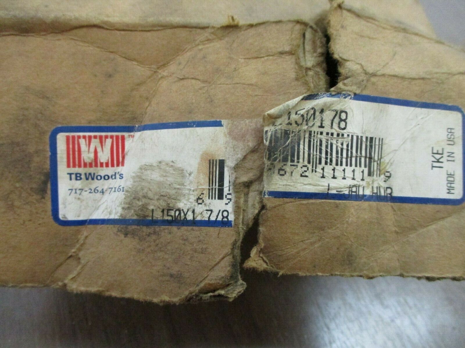 TB Woods Jaw Hub L150178, L150 x 1 7/8 *Shelf Wear* New Surplus