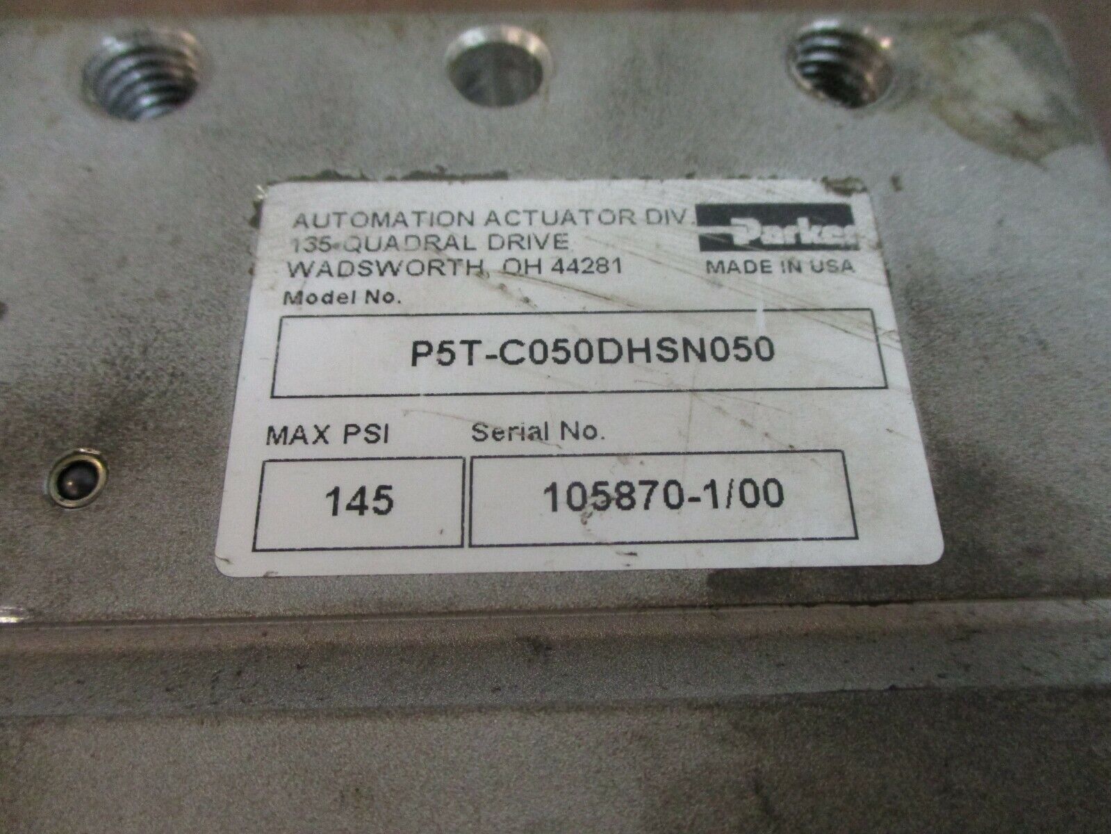 Parker Short Stroke Thruster P5T-C050DHSN050 145PSI Used