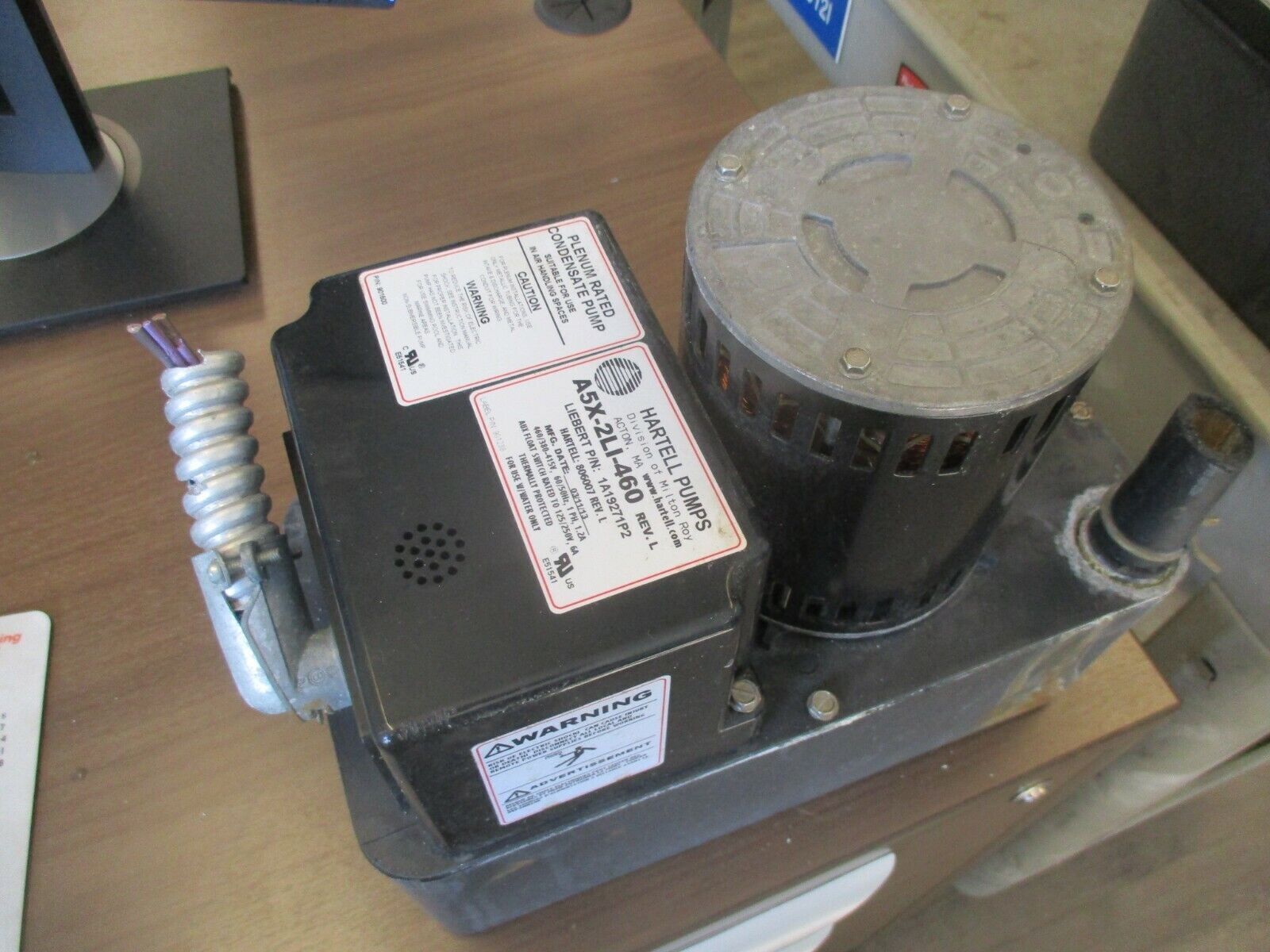 Hartell Condensate Pump A5X-2LI-460 Rev. L 460/380-415V 60/50HZ 1Ph 1.2A Used