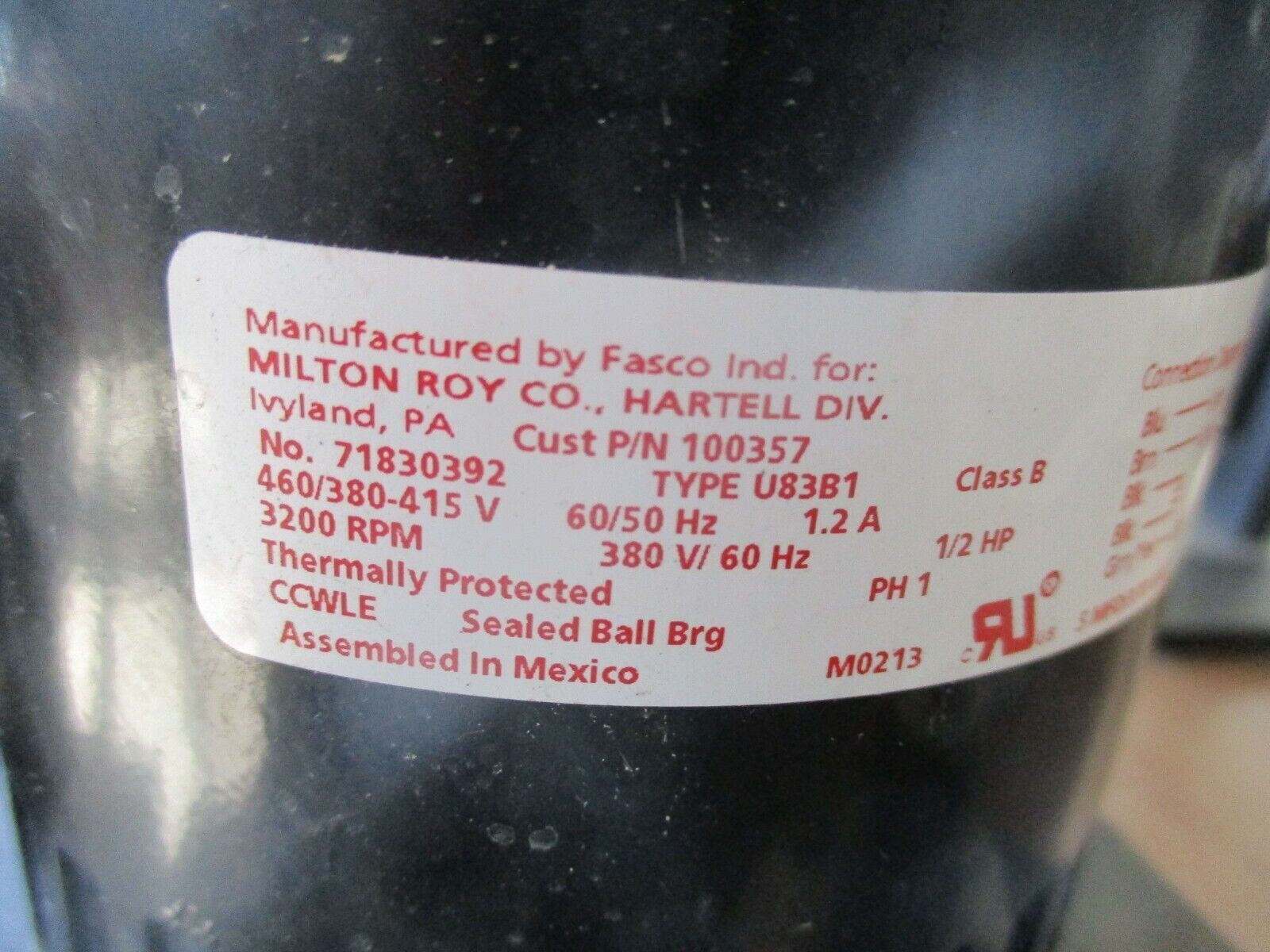 Hartell Condensate Pump A5X-2LI-460 Rev. L 460/380-415V 60/50HZ 1Ph 1.2A Used