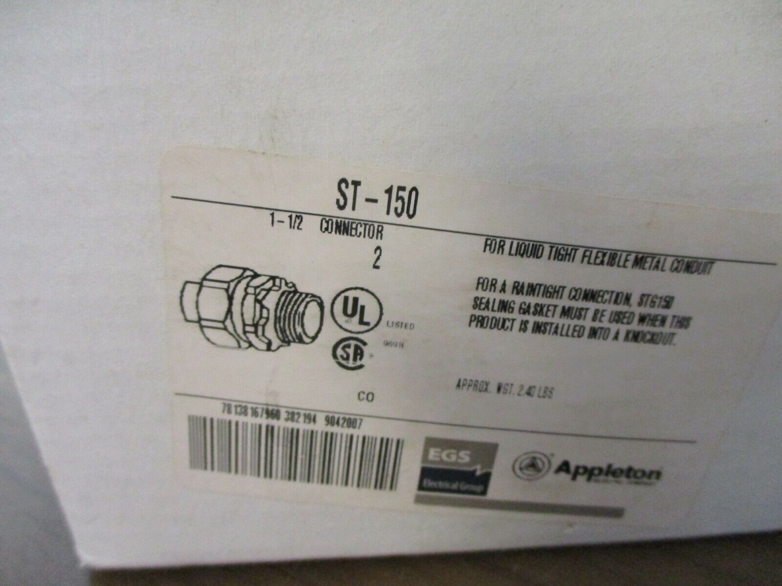Appleton Connector ST-150 1½" *Box of 2* New Surplus