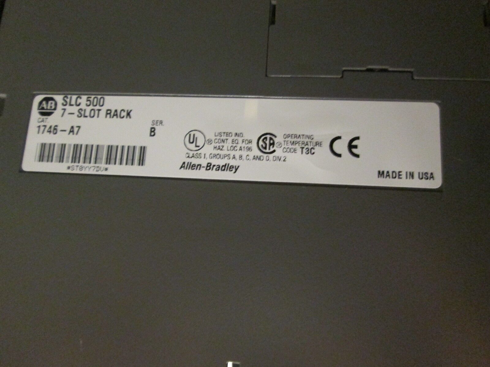 Allen-Bradley SLC 500 PLC Rack w/ Power Supply 1746-A7 / 1746-P2 7-Slot Used