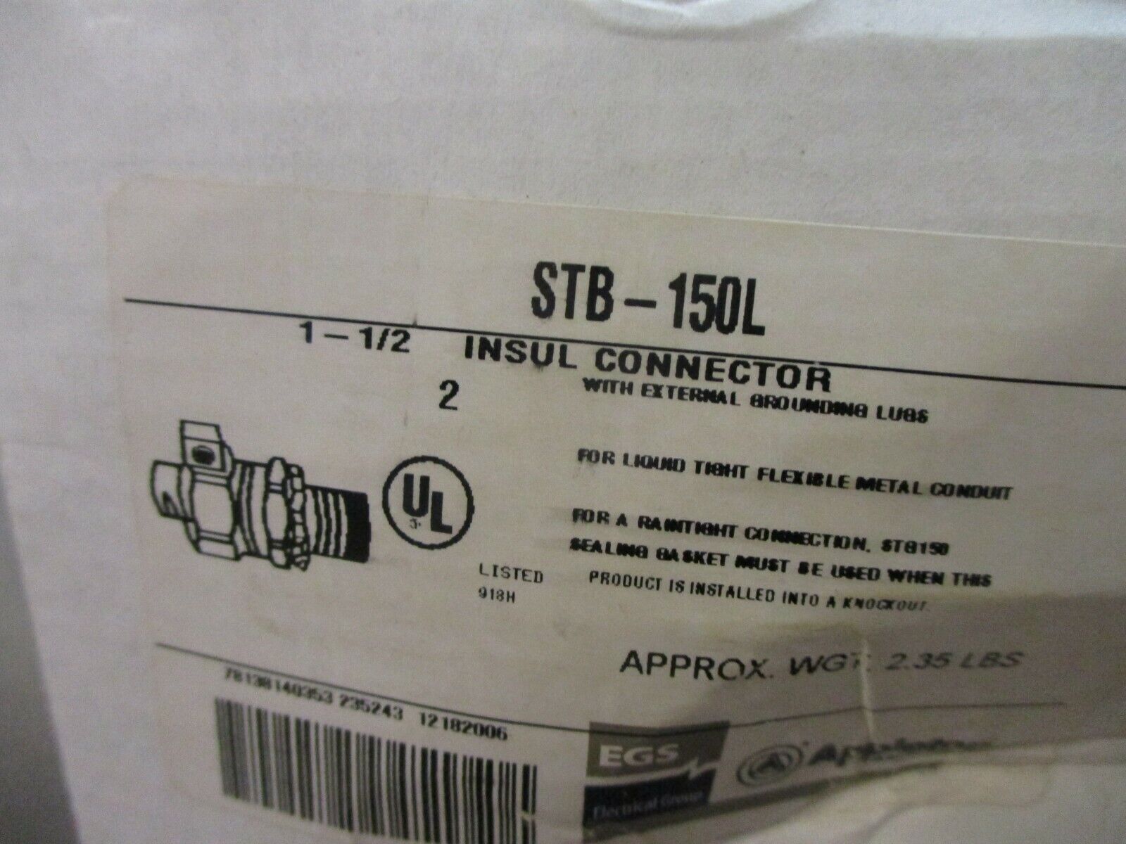 Appleton Insul Connector STB-150L 1½" New Surplus