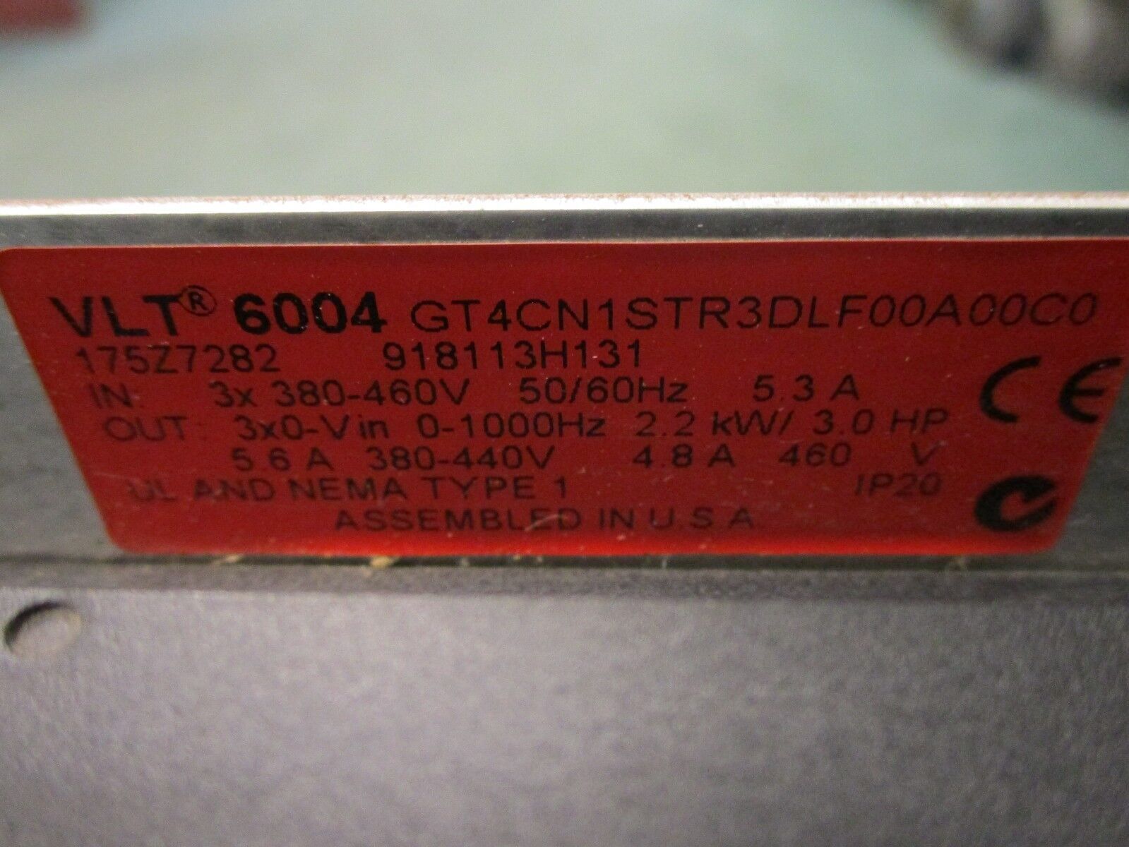 Danfoss VLT 6004 AC Drive 175Z7282 3HP Used