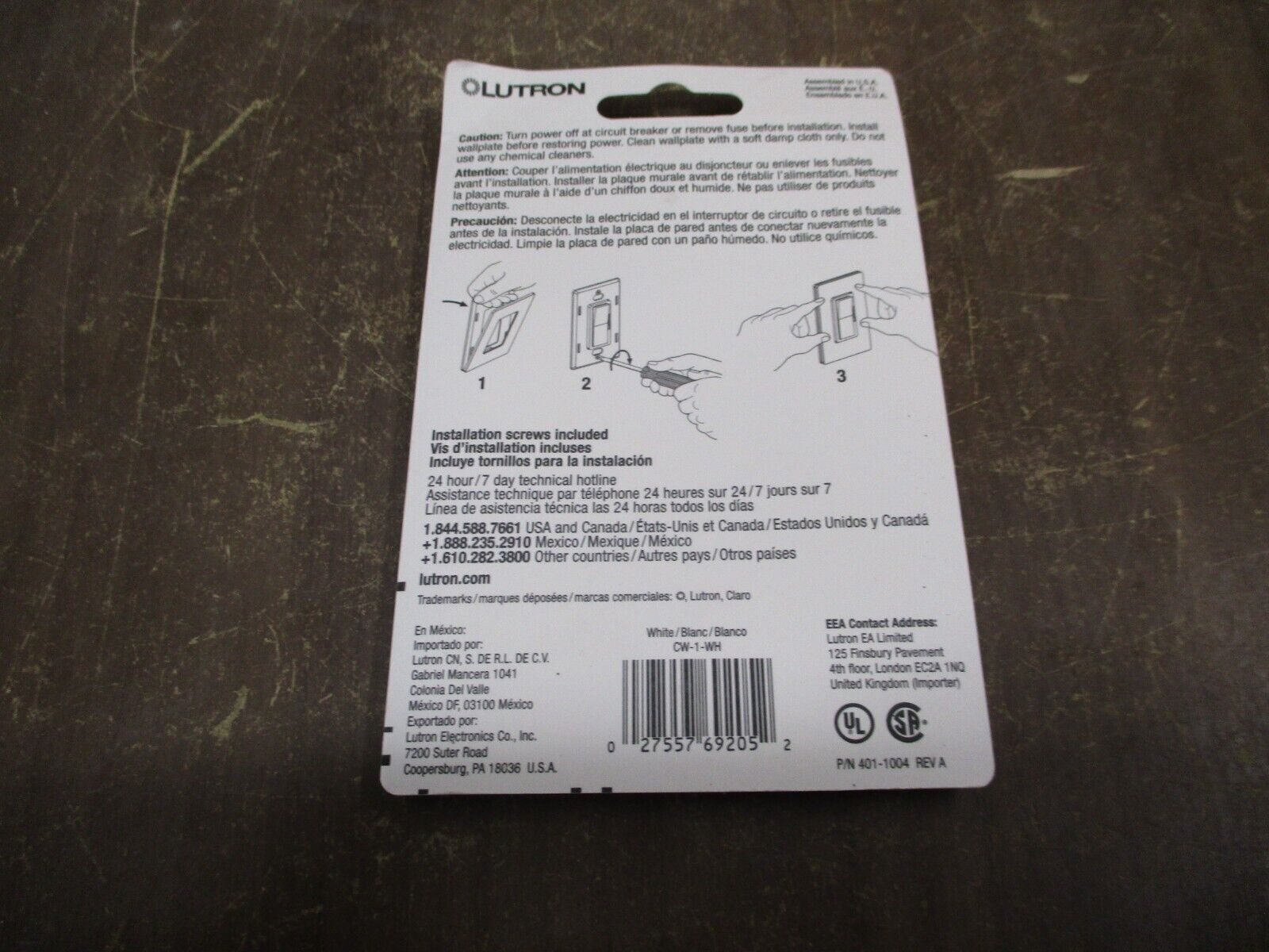 Lutron Wallplate CW-1-WH Gloss Finish White *Lot of 7* New Surplus