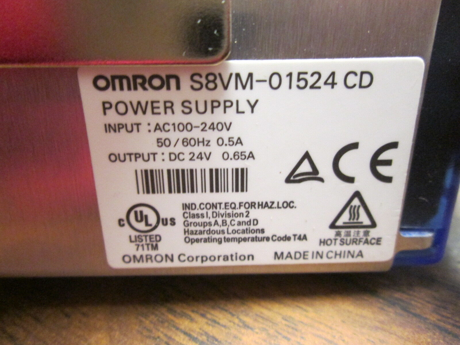 Omron Power Supply S8VM-01524 CD Used