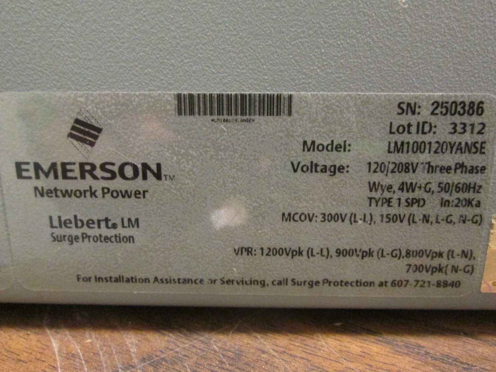 Liebert LM Surge Suppressor LM100120YANSE 120/208V 3Ph 4W Used