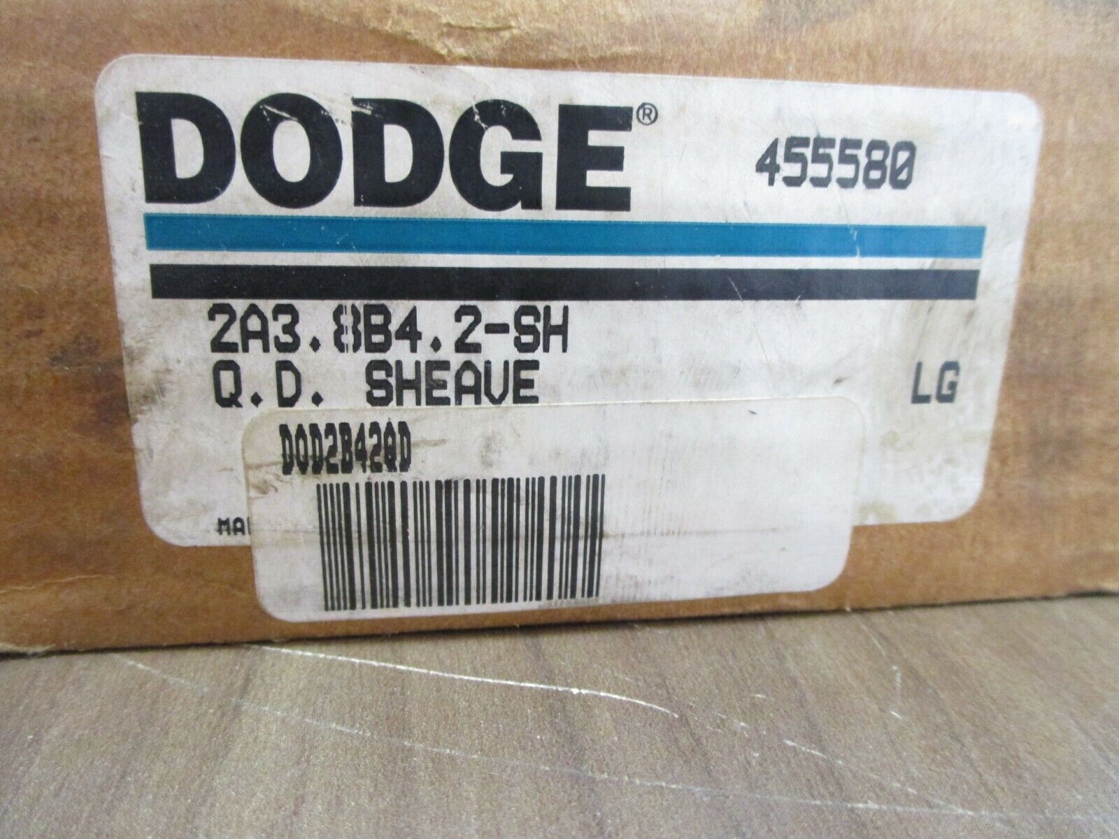 Dodge Q.D. Sheave 455580 2A3.8B4.2-SH New Surplus