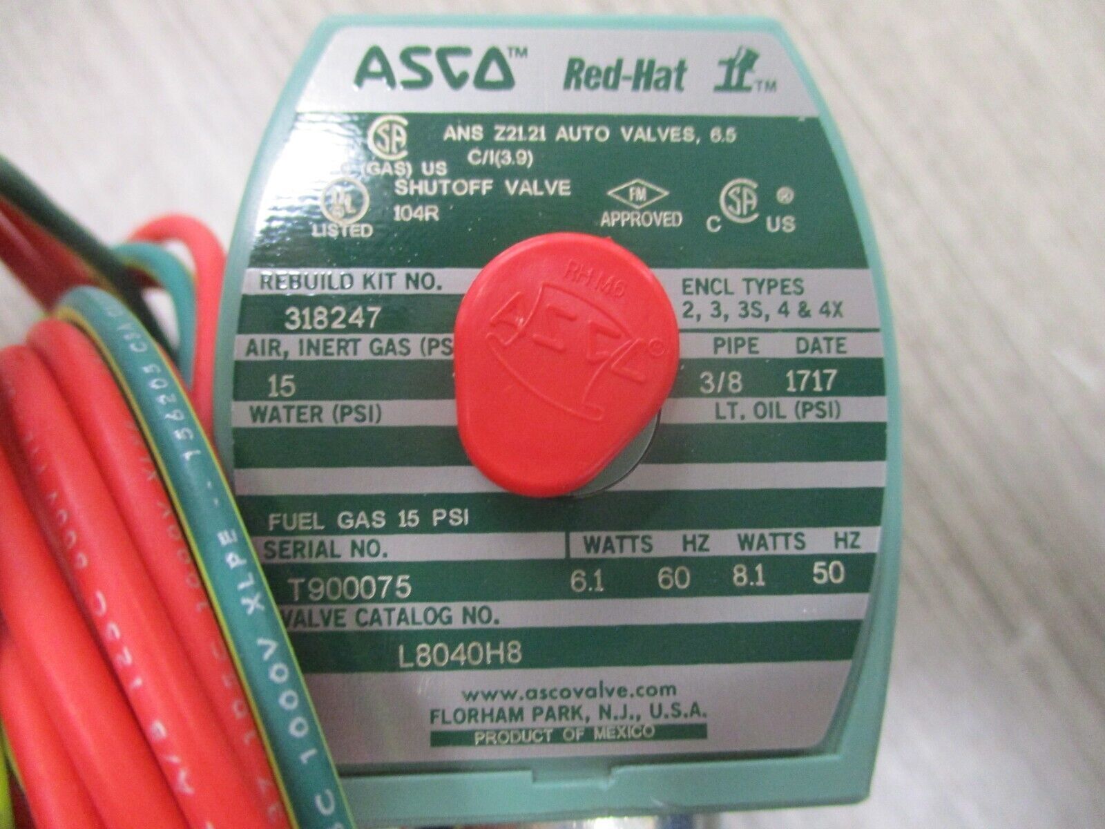Asco Solenoid Valve L8040H8 New Surplus