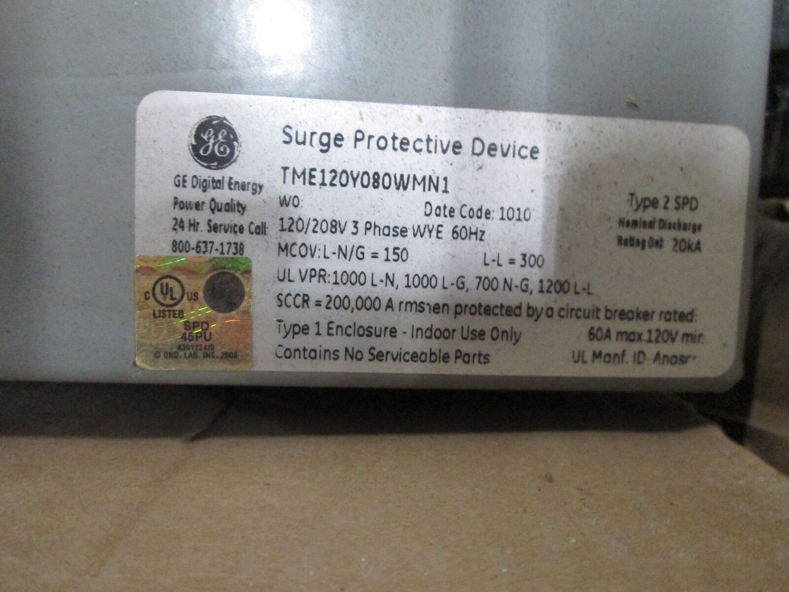 GE Transient Voltage Surge Suppressor TME120Y080WMN1 L-L 300MC0V L-N/G 150MC0V