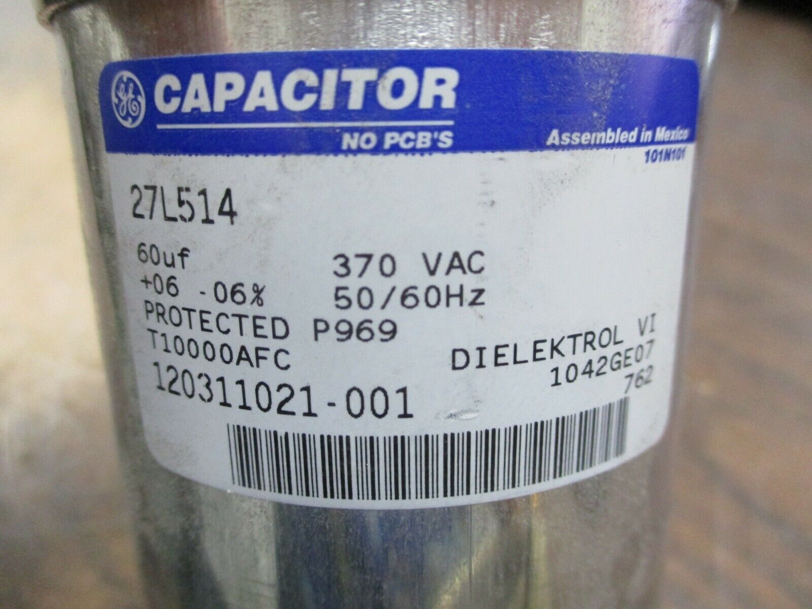 GE Capacitor 27L514 60uF 370V 50/60Hz Used