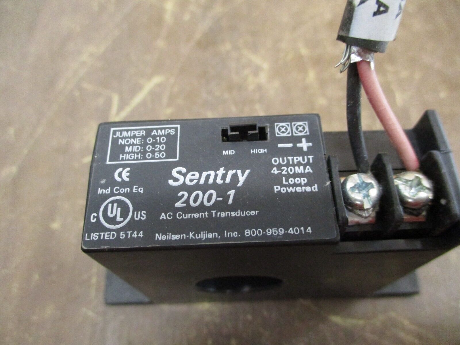 Neilsen-Kuljian Sentry AC Current Transducer 200-1 Output: 4-20mA Used