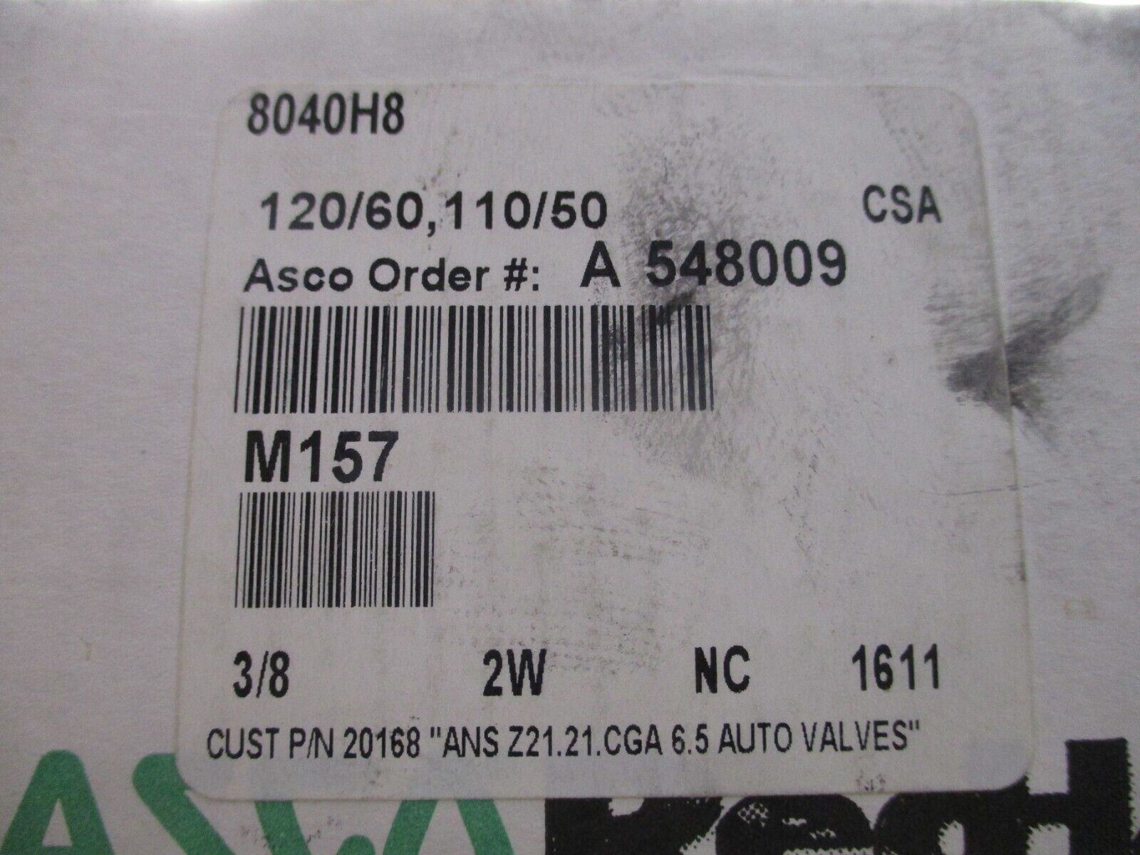 Asco Red-Hat Solenoid Valve 8040 H8 120V Coil New Surplus