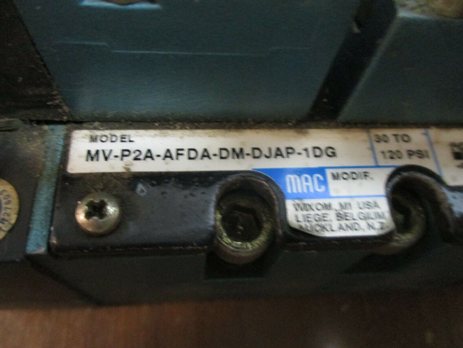MAC Solenoid Valve MV-P2A-AFDA-DM-DJAP-1DG 30-120PSI Used