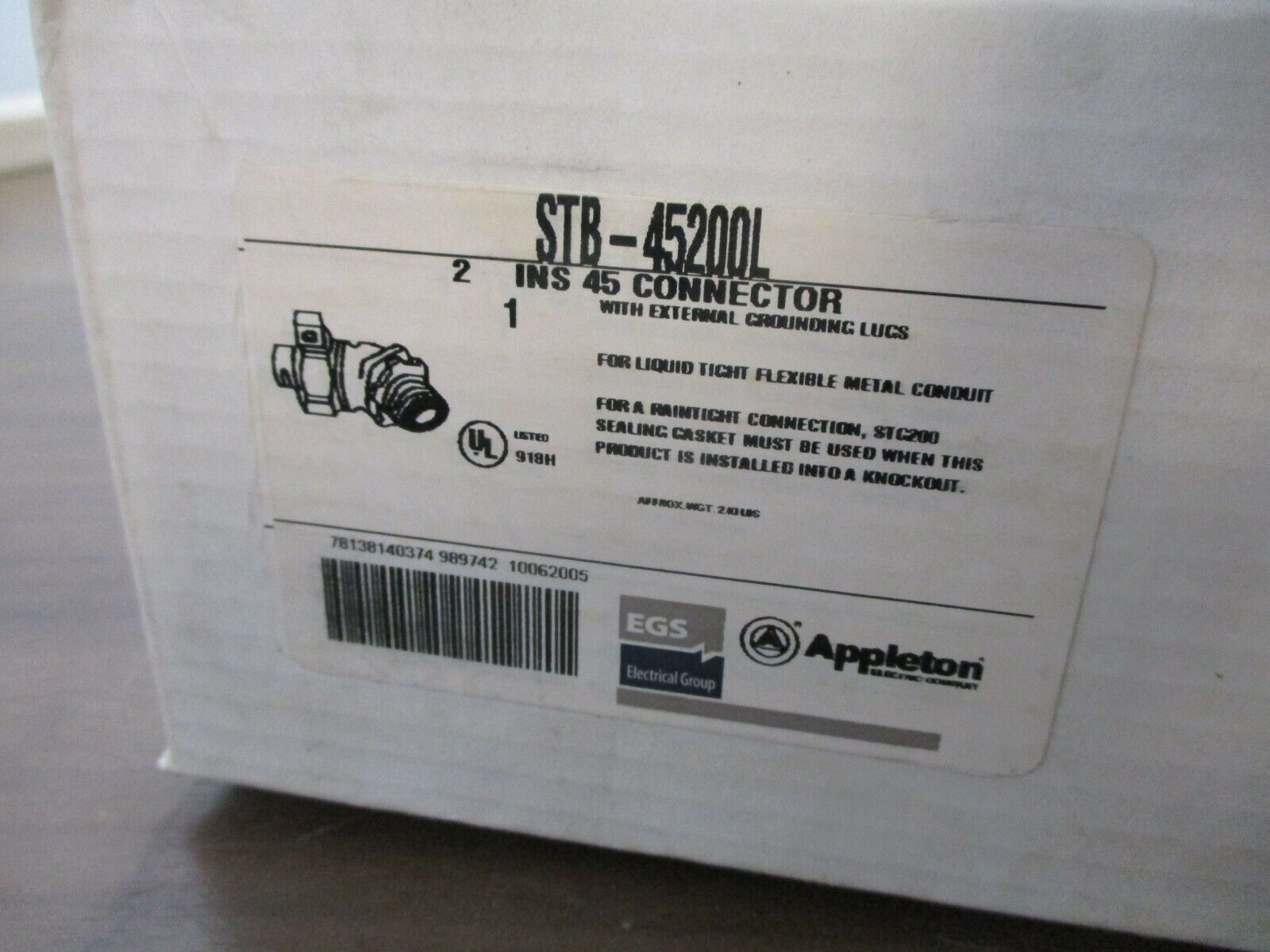 Appleton INS 45 Connector STB-45200L 2" New Surplus