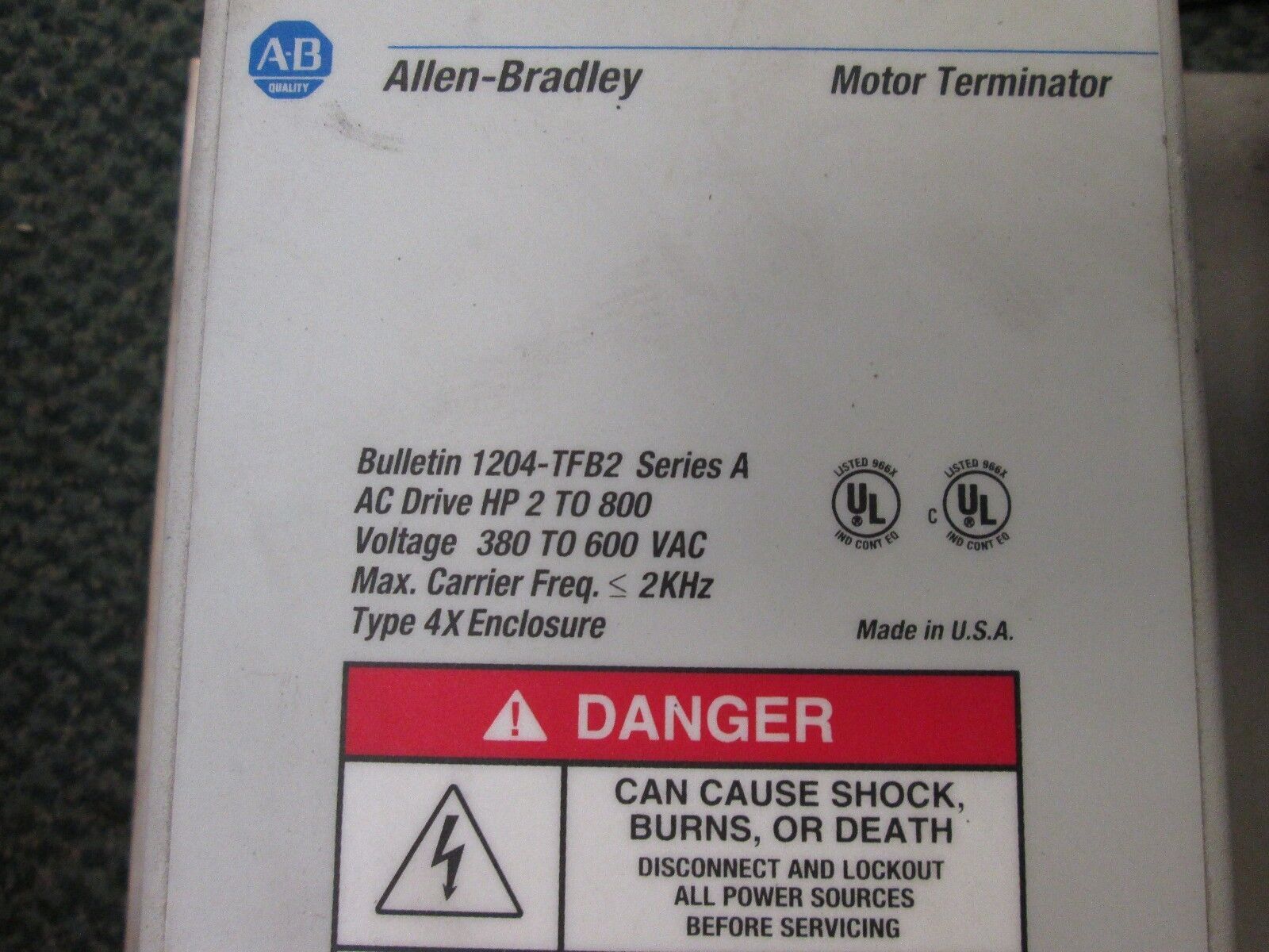 Allen-Bradley Motor Terminator 1204-TFB2 2-800HP 380-600V Nema 4X Used
