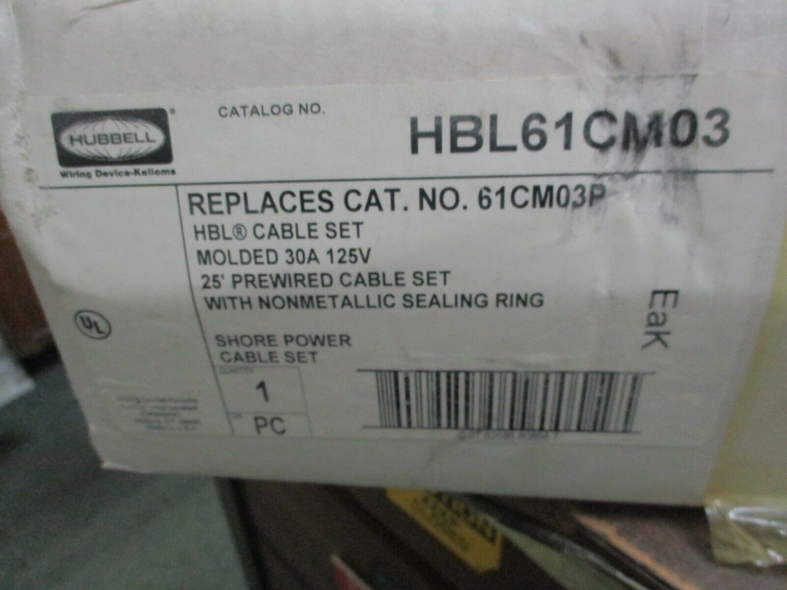 Hubbell Prewired Cable Set HBL61CM03 30A 125V Length: 25' New Surplus