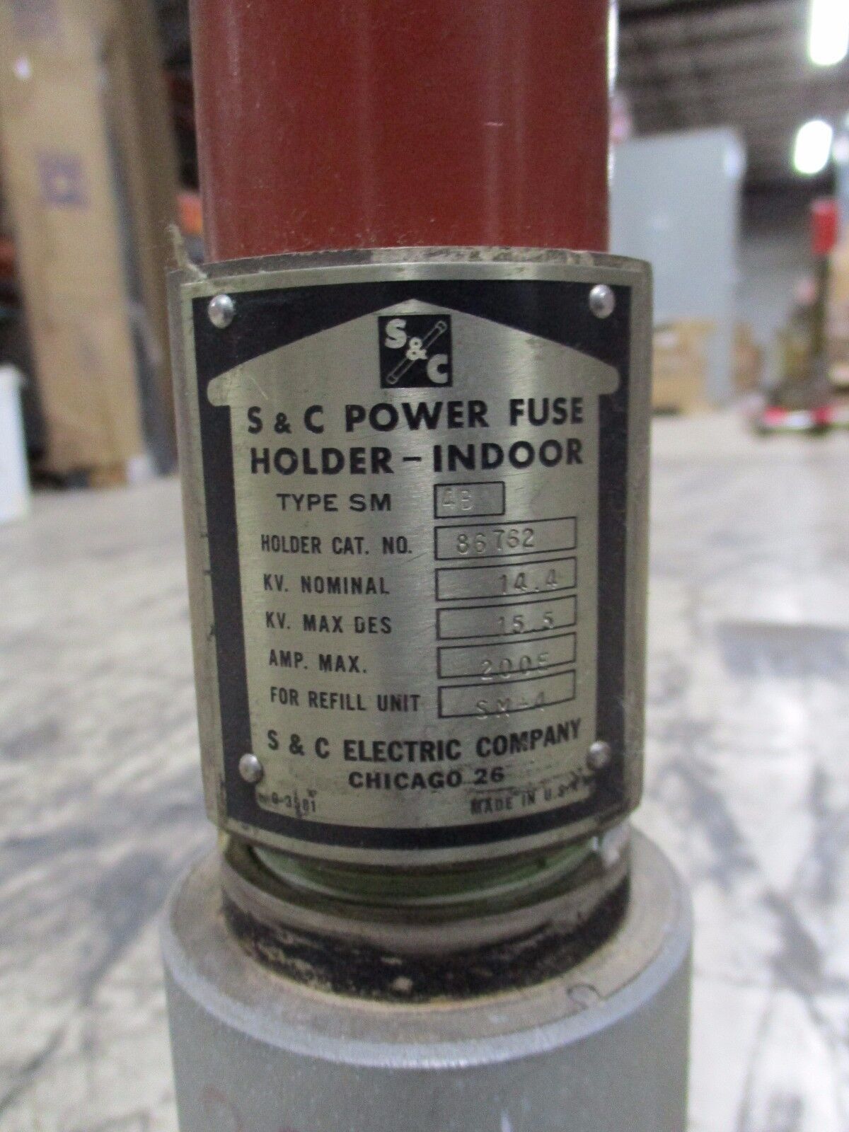 S & C Type SM-4B Medium Voltage Fuse 86762 14.4KV 200E 200E Refill Used