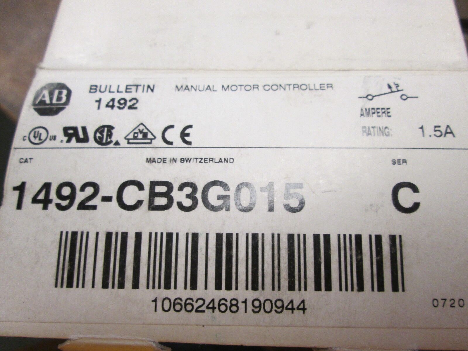 Allen-Bradley Manual Motor Controller 1492-CB3G015 1.5A 3P New Surplus
