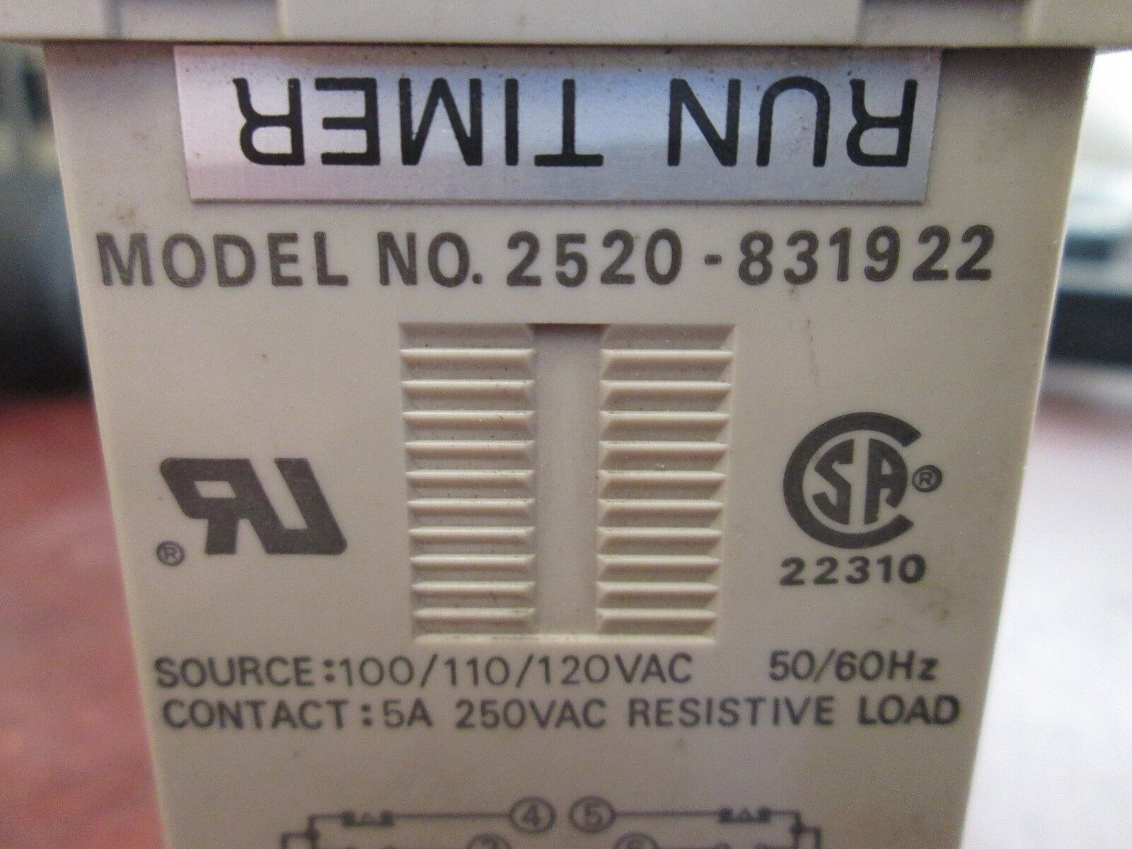 PS Timer Relay 2520-831922 Source: 100/110/120VAC Used