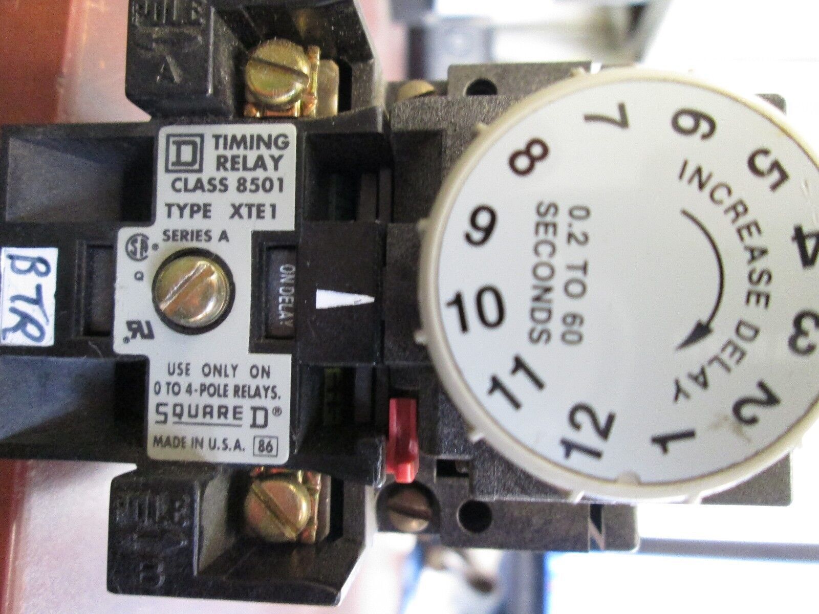Square D Timing Relay 8501XTE1 Range: .2-60 Sec 120V Coil Used