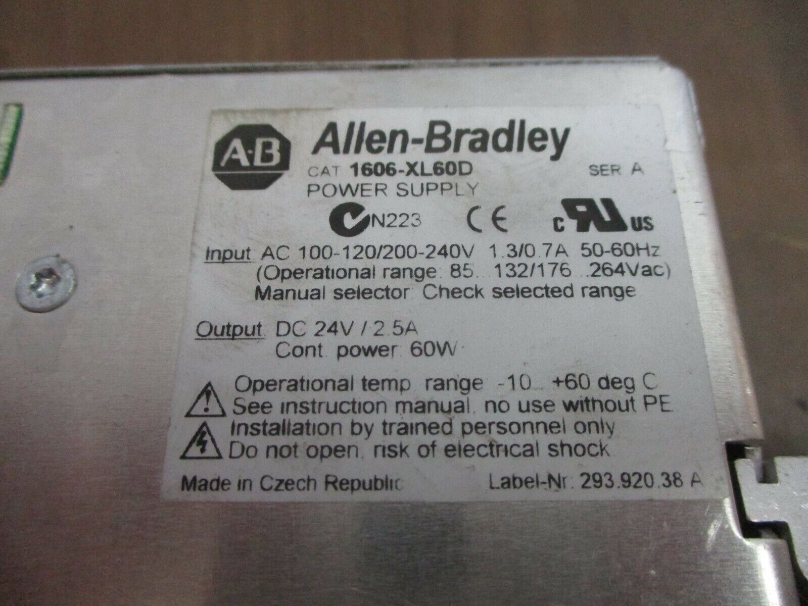 Allen-Bradley Power Supply 1606-XL60D Ser. A Output: DC 24V 2.3A Used