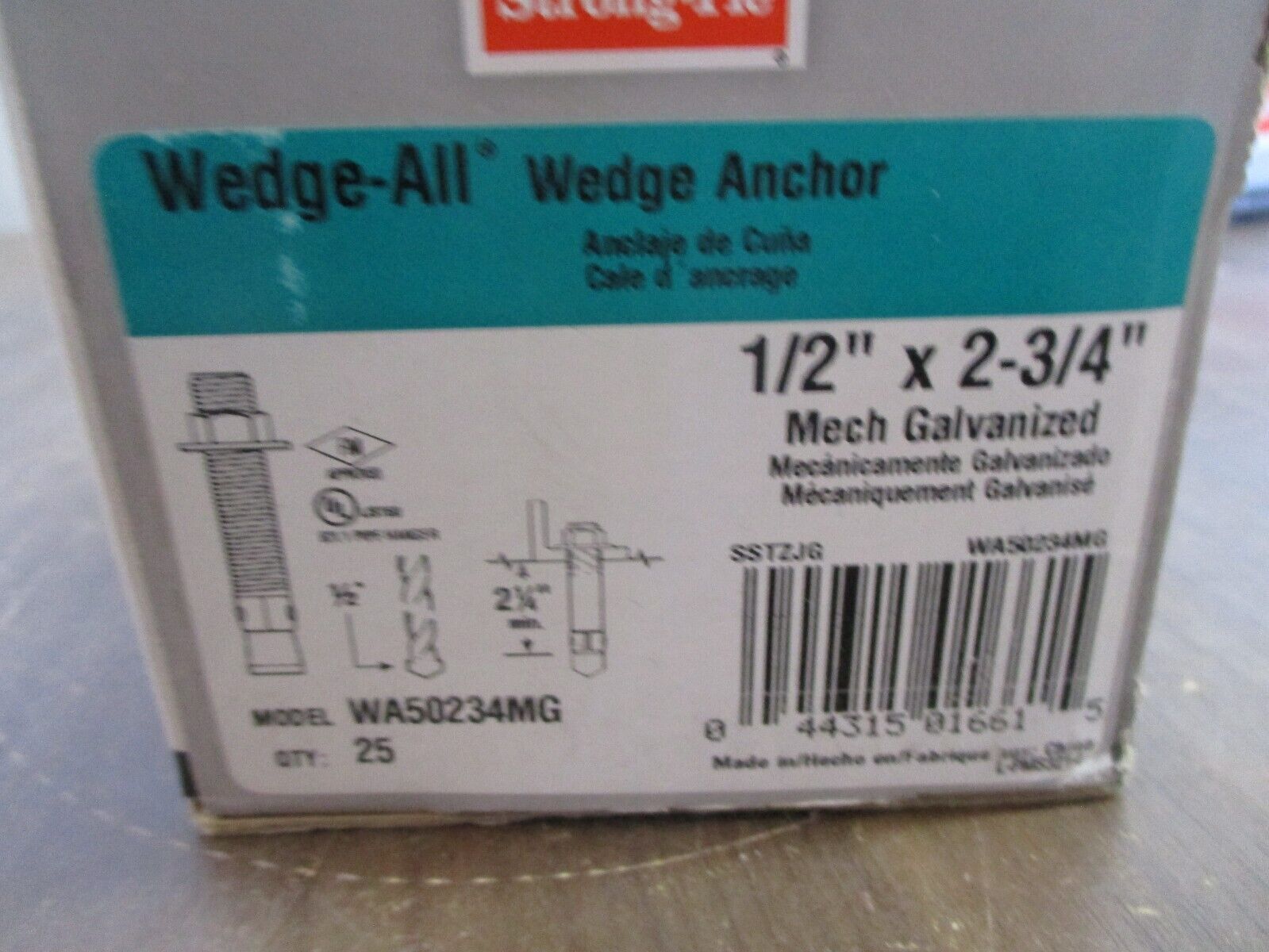 Simpson Strong-Tie Wedge-All Wedge Anchor WA50234MG 1/2" x 2-3/4" *Box of 25*