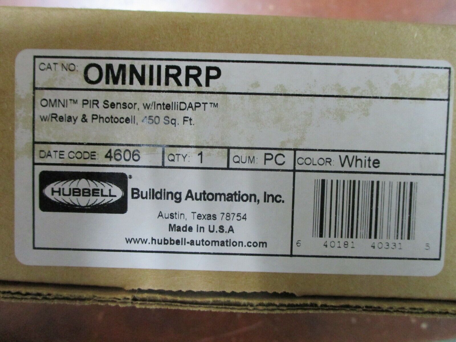 Hubbell PIR Sensor OMNIIRRP New Surplus