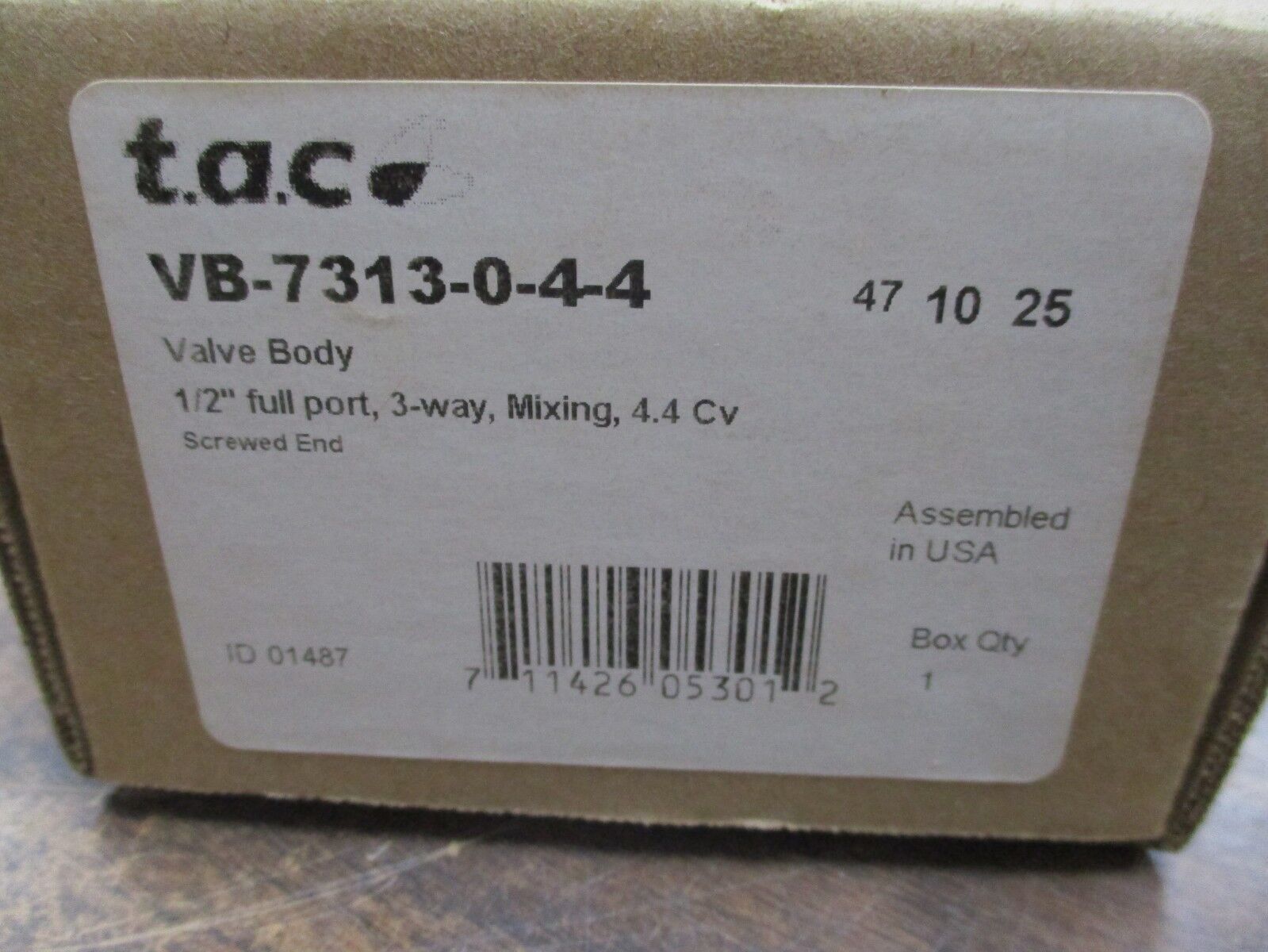 T.A.C. Valve Body VB-7313-0-4-4 1/2" Full Port 3-Way Mixing 4.4Cv Screwed End
