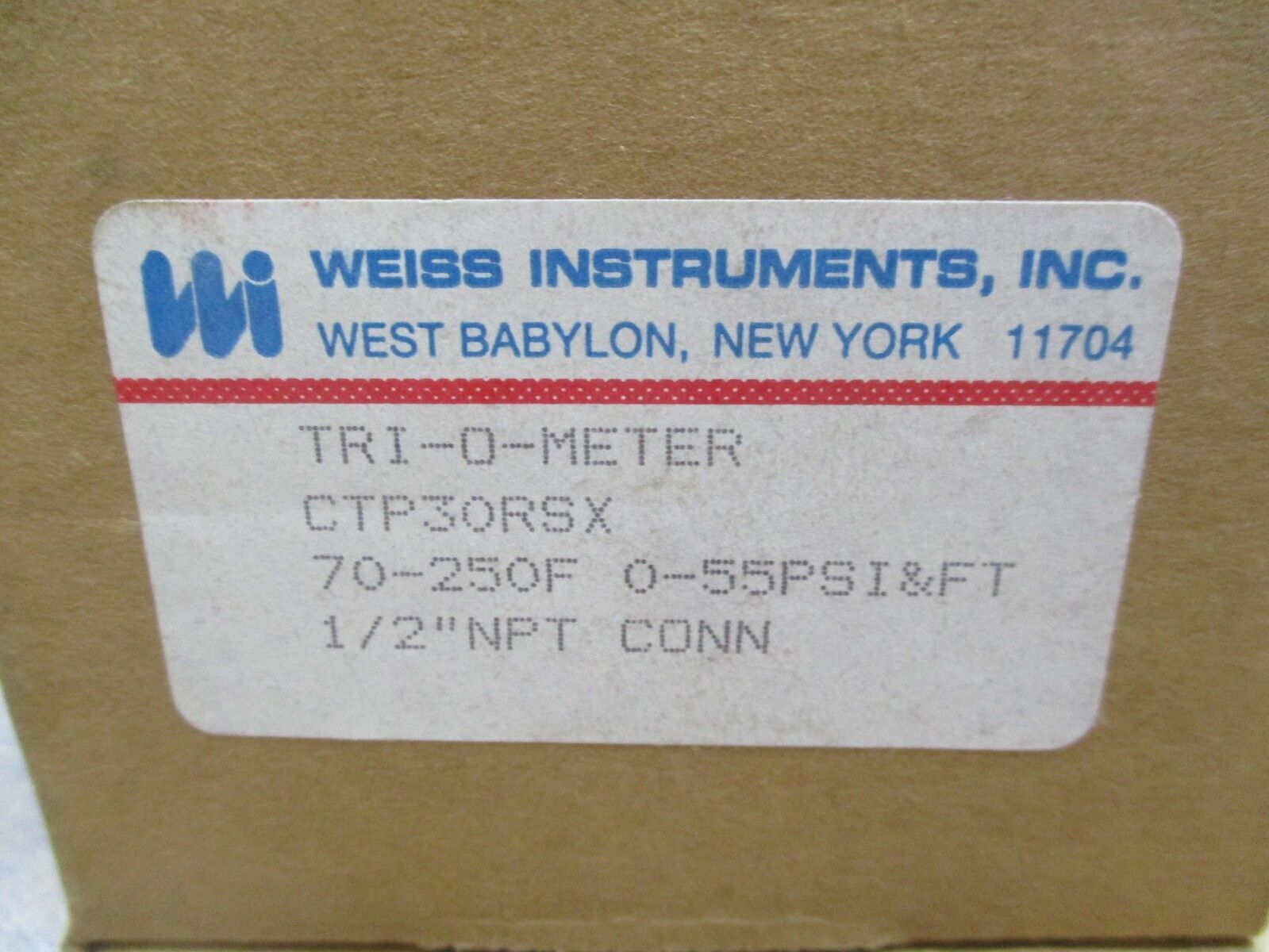 Weiss Instruments Tri-O-Meter CTP30RSX 70-250°F 0-55PSI&FT 1/2"NPT Connection