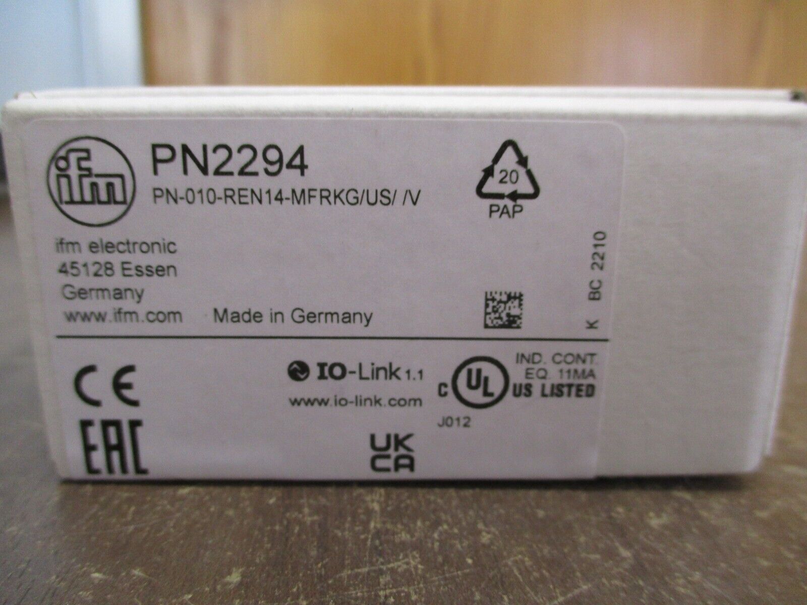 IFM PN2294 Pressure Sensor PN-010-REN14-MFRKG/US/ /V New Surplus
