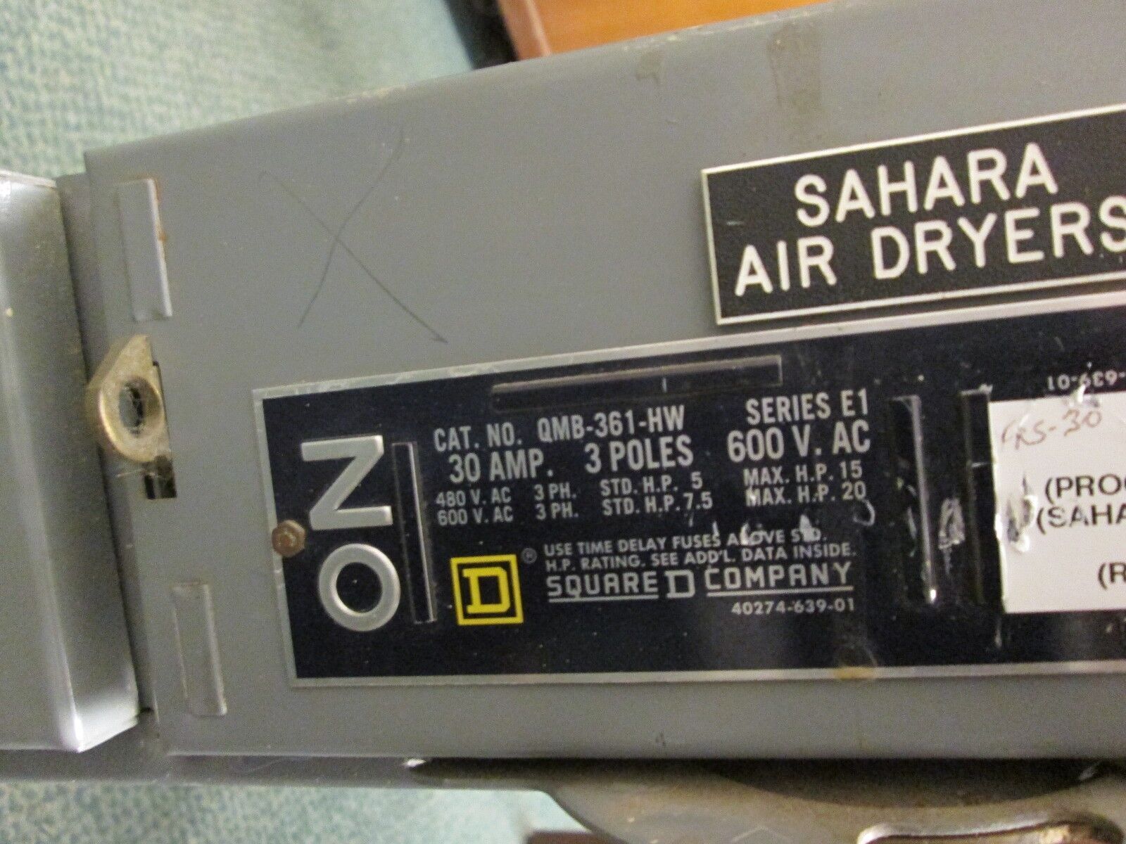 Square D QMB PanelBoard Switch QMB-361-HW 30A 600VAC 3P Used