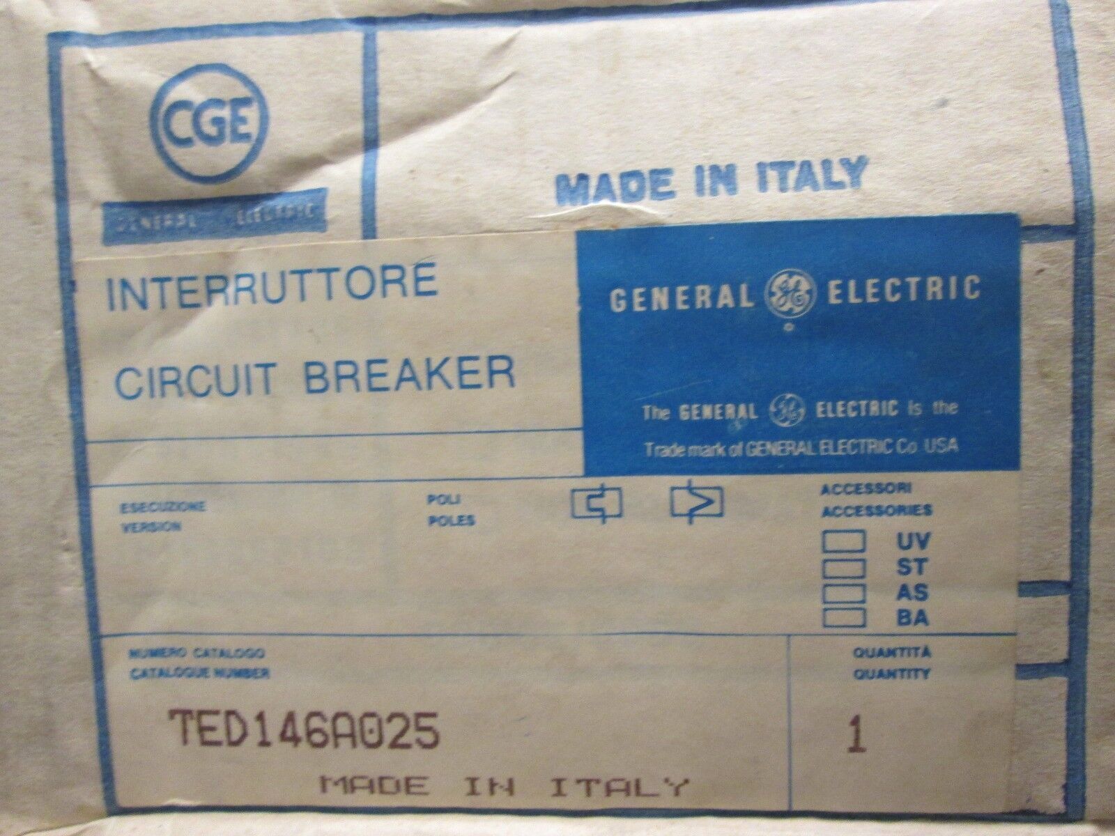 GE Circuit Breaker TEDH6A025 25A 3P New Surplus